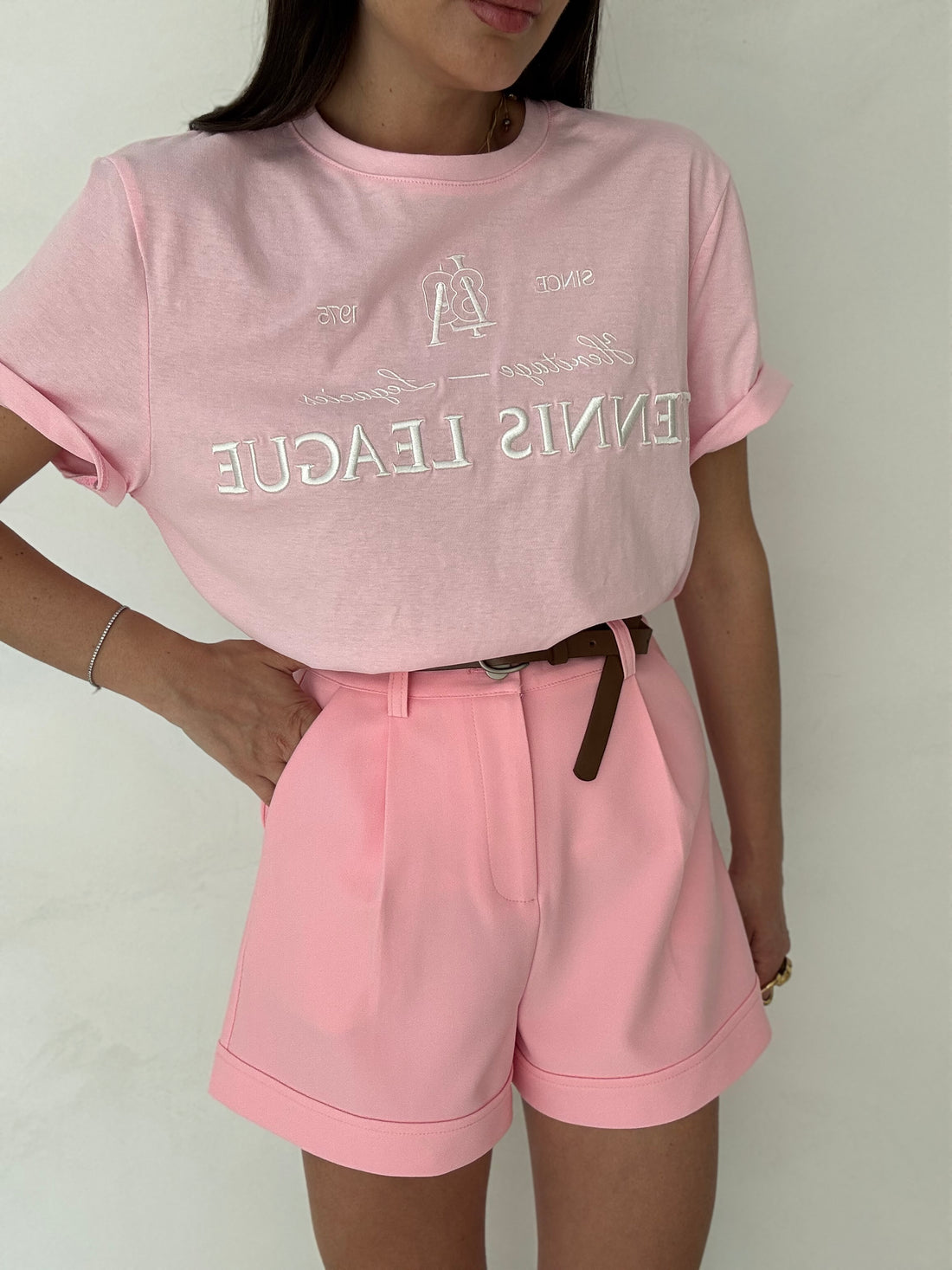 T-shirt ‘TENNIS LEAGUE’ Rosa