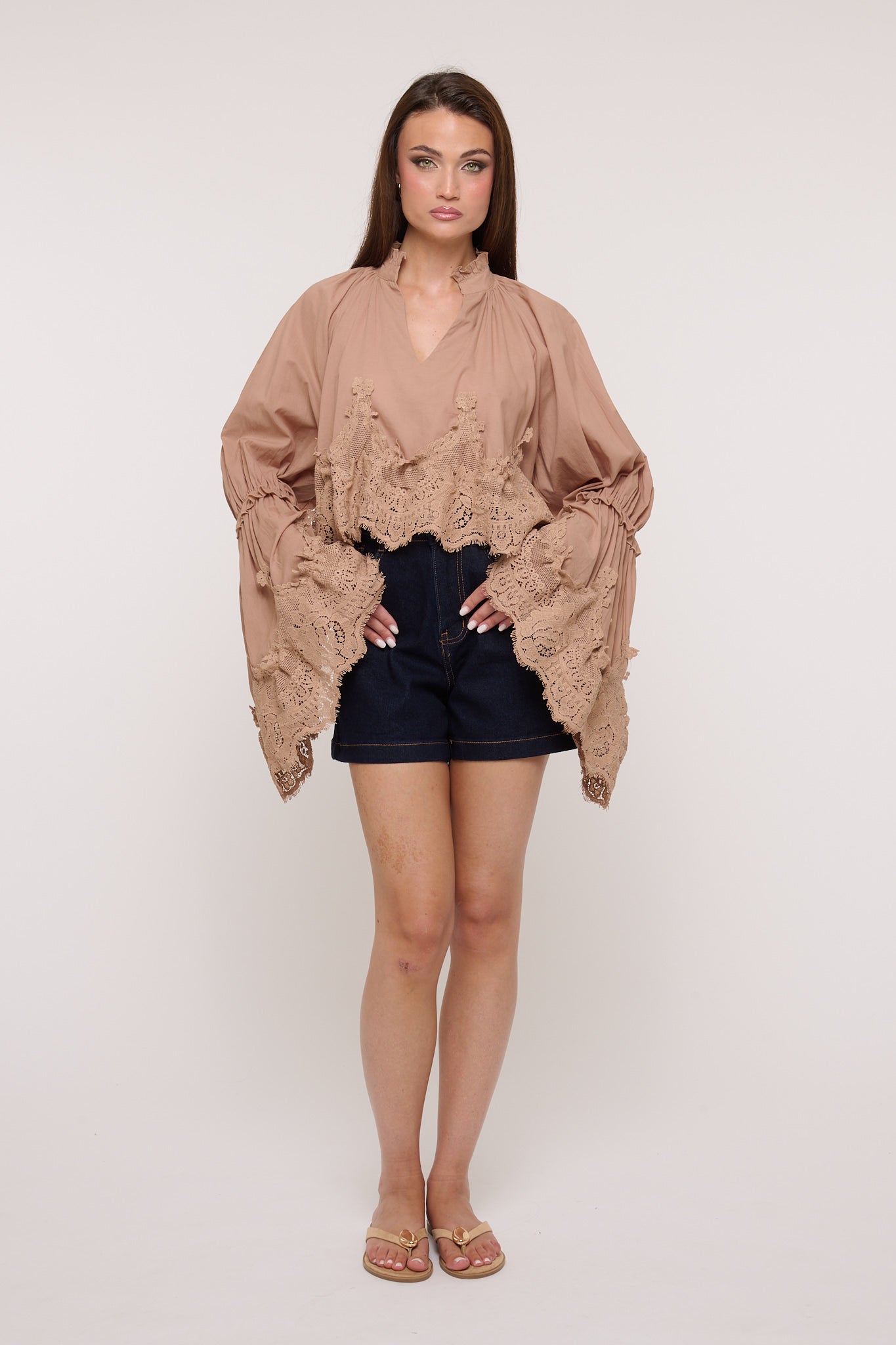 Blusa ‘MANICA AMPIA’ Camel