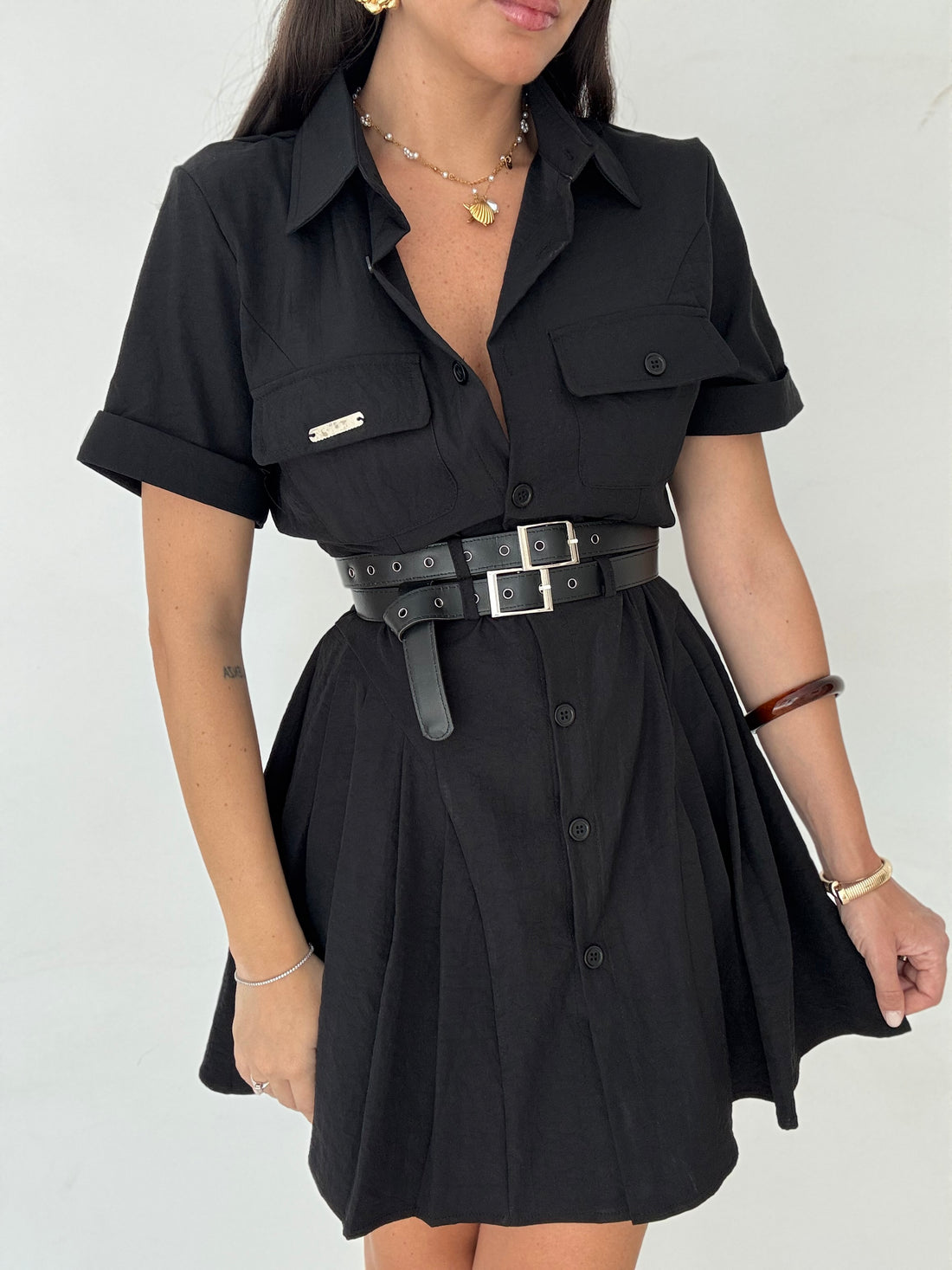 Abito/Camicia ‘DOPPIA CINTURA’ Nero