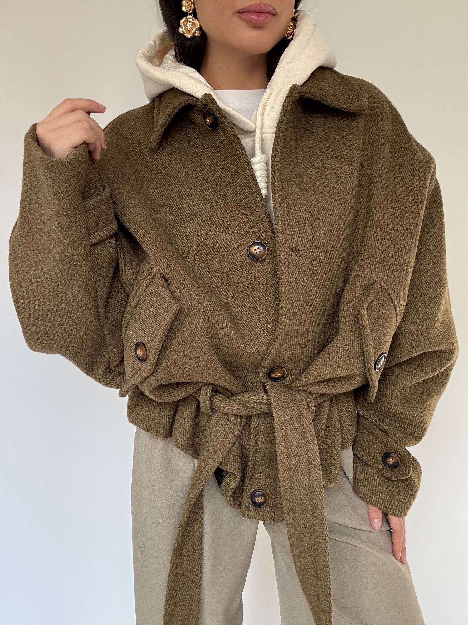 Cappotto Corto ‘BY LUMINA’ con cintura