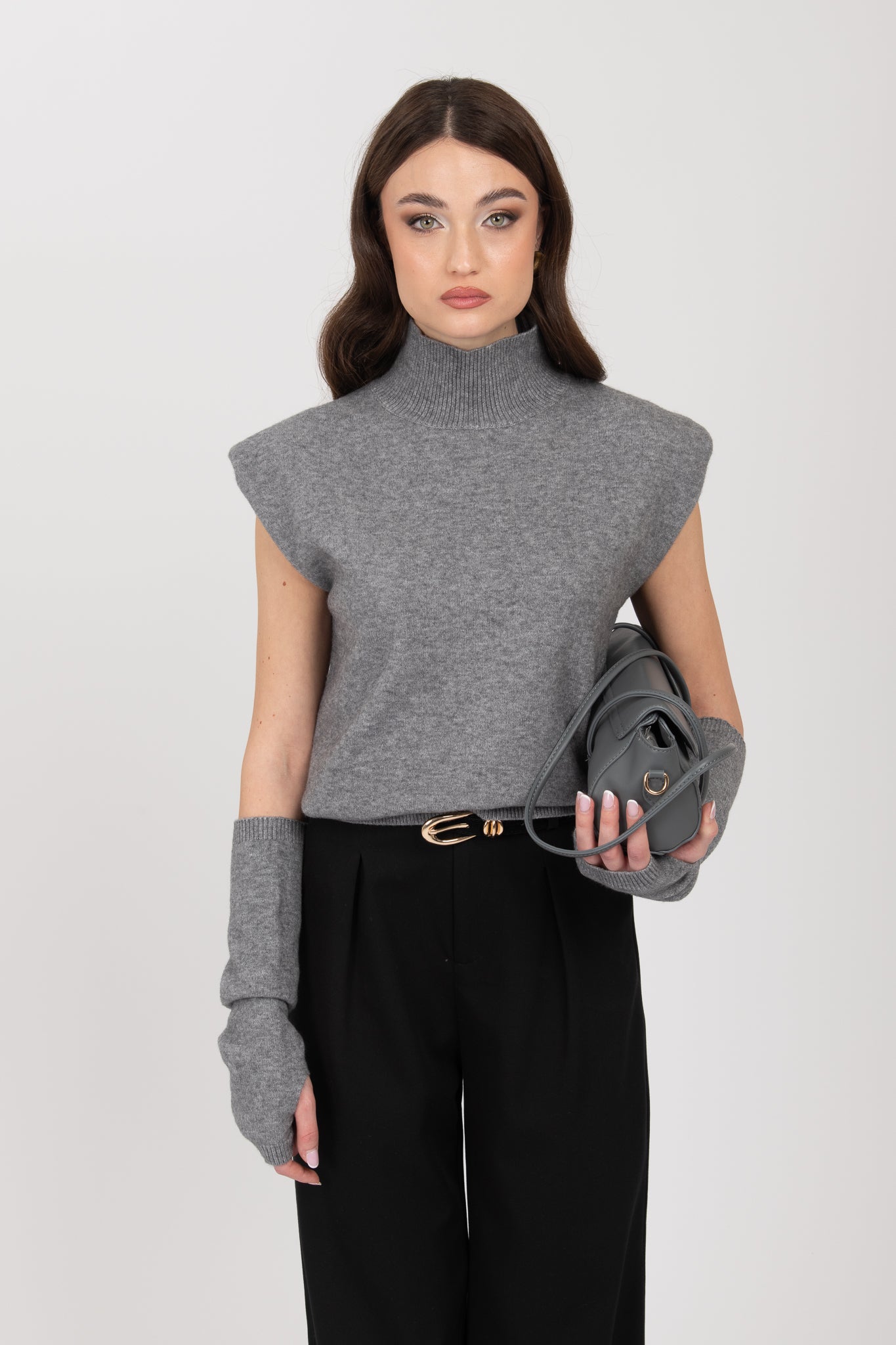 Maglione ‘COLLO ALTO’ con manicotto Grigio