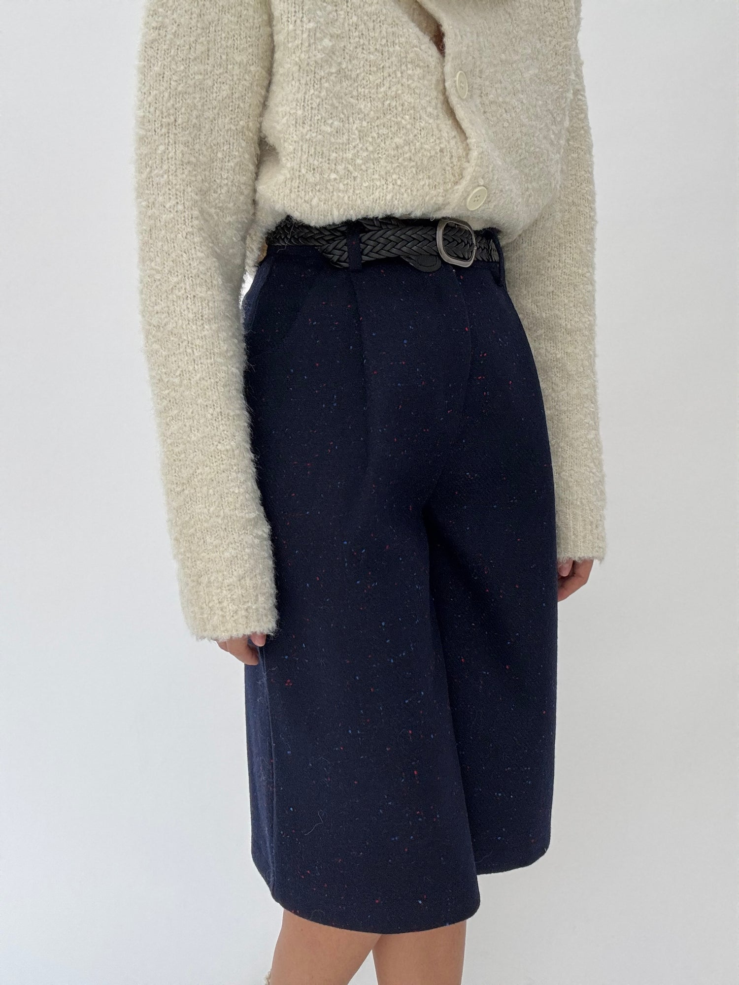 Bermuda ‘50%LANA’ con cintura Blu