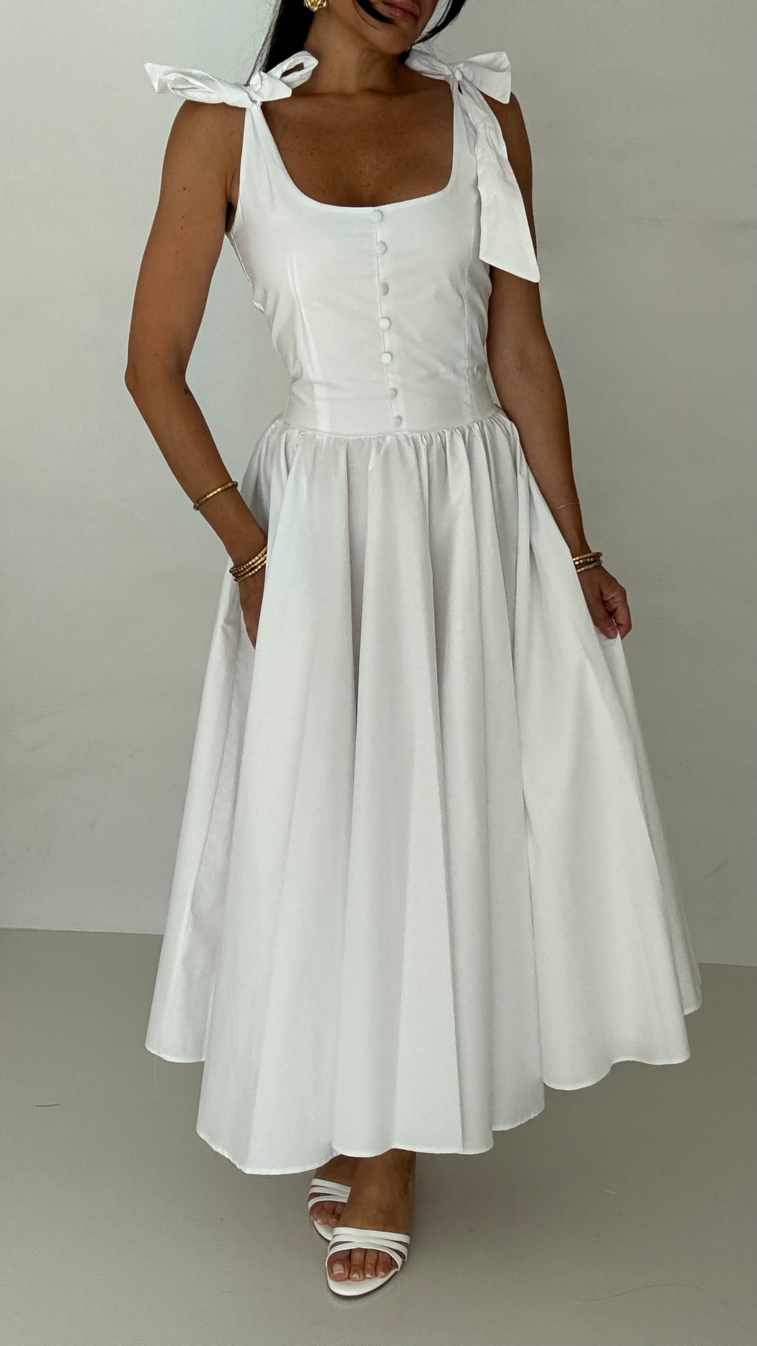 Abito ‘BEA’ 100%COTONE Lungo Bianco
