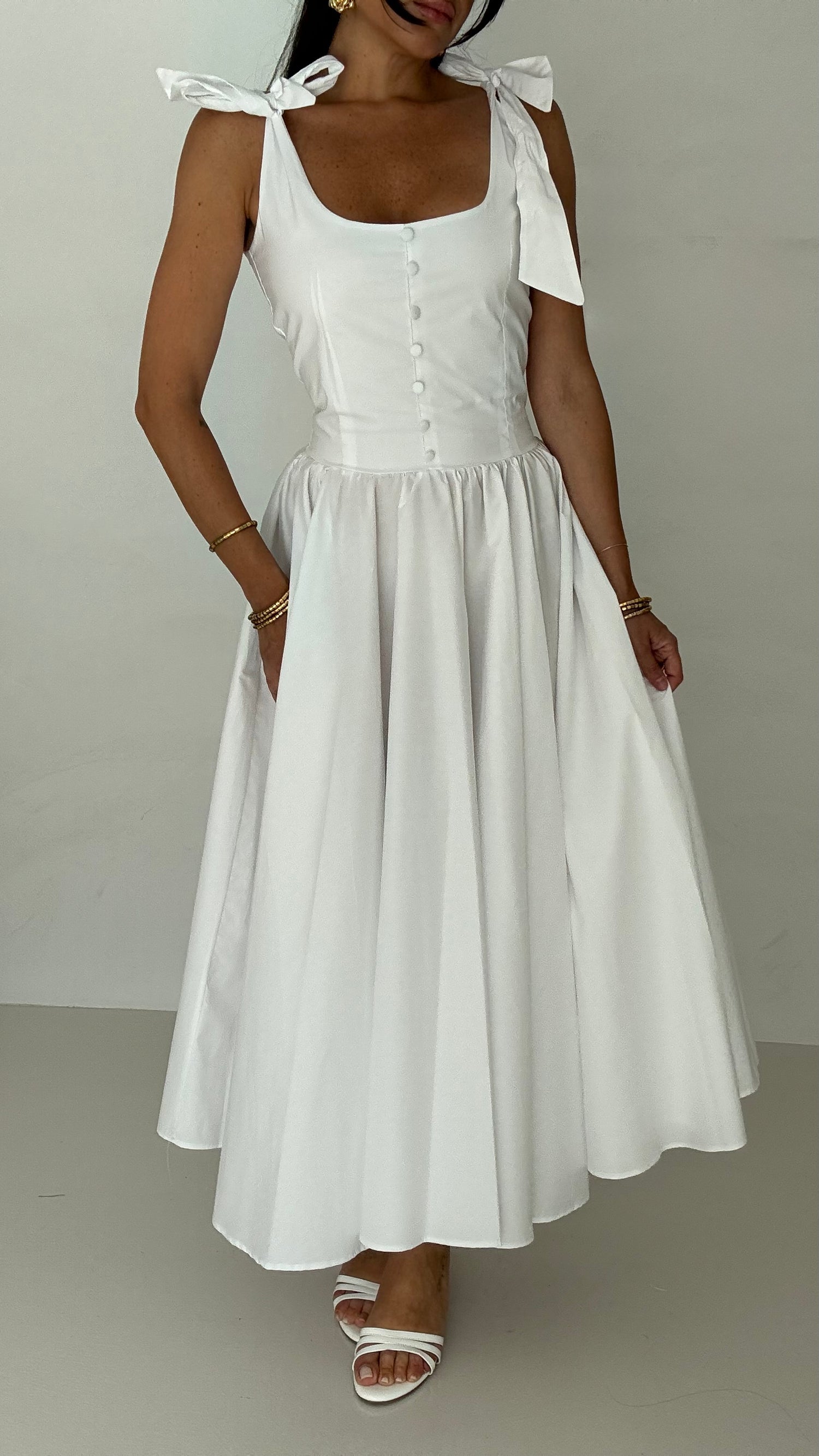 Abito ‘BEA’ 100%COTONE Lungo Bianco