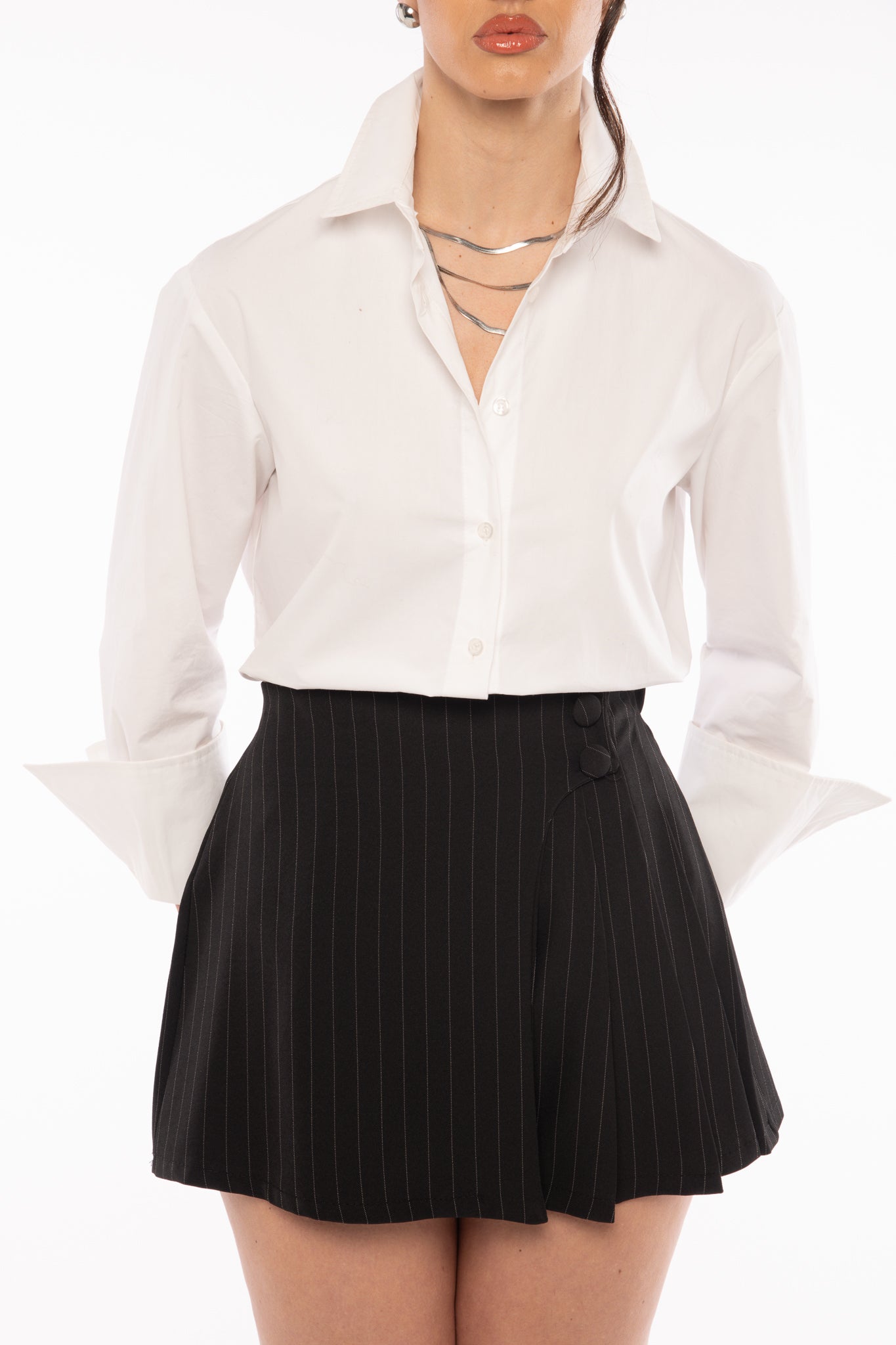 Gonna/Pantaloncino ‘DUE BOTTONI’ Gessata Nera