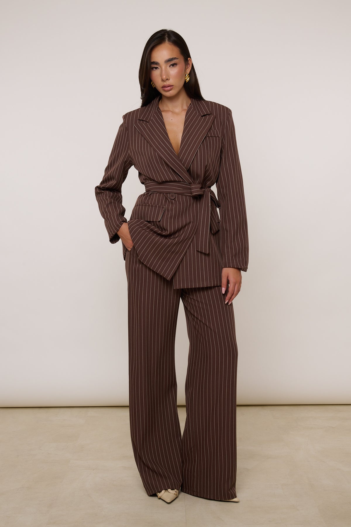Tailleur ‘GESSATO’ Con Cintura Cacao