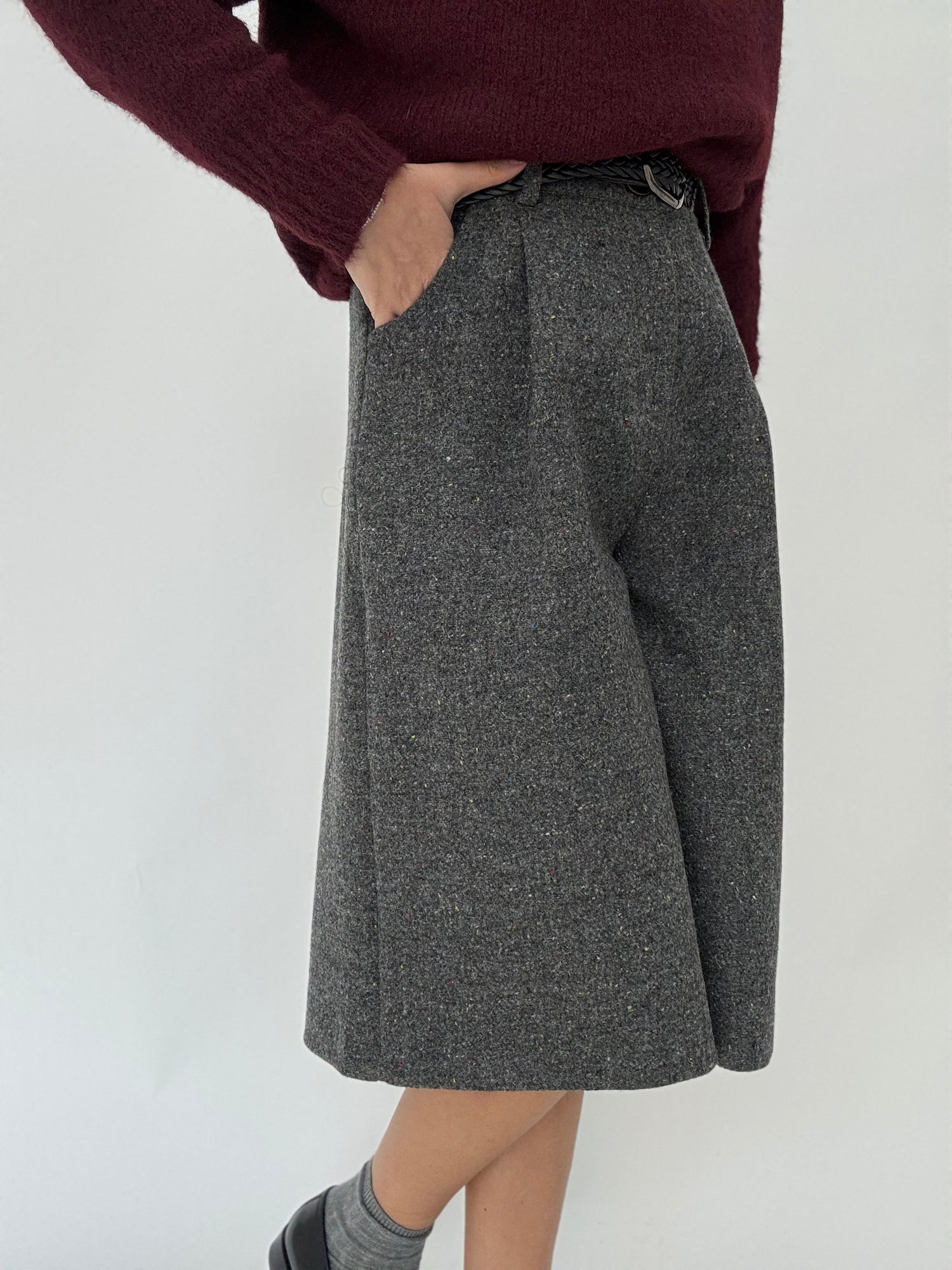 Bermuda ‘50%LANA’ con cintura Grigio