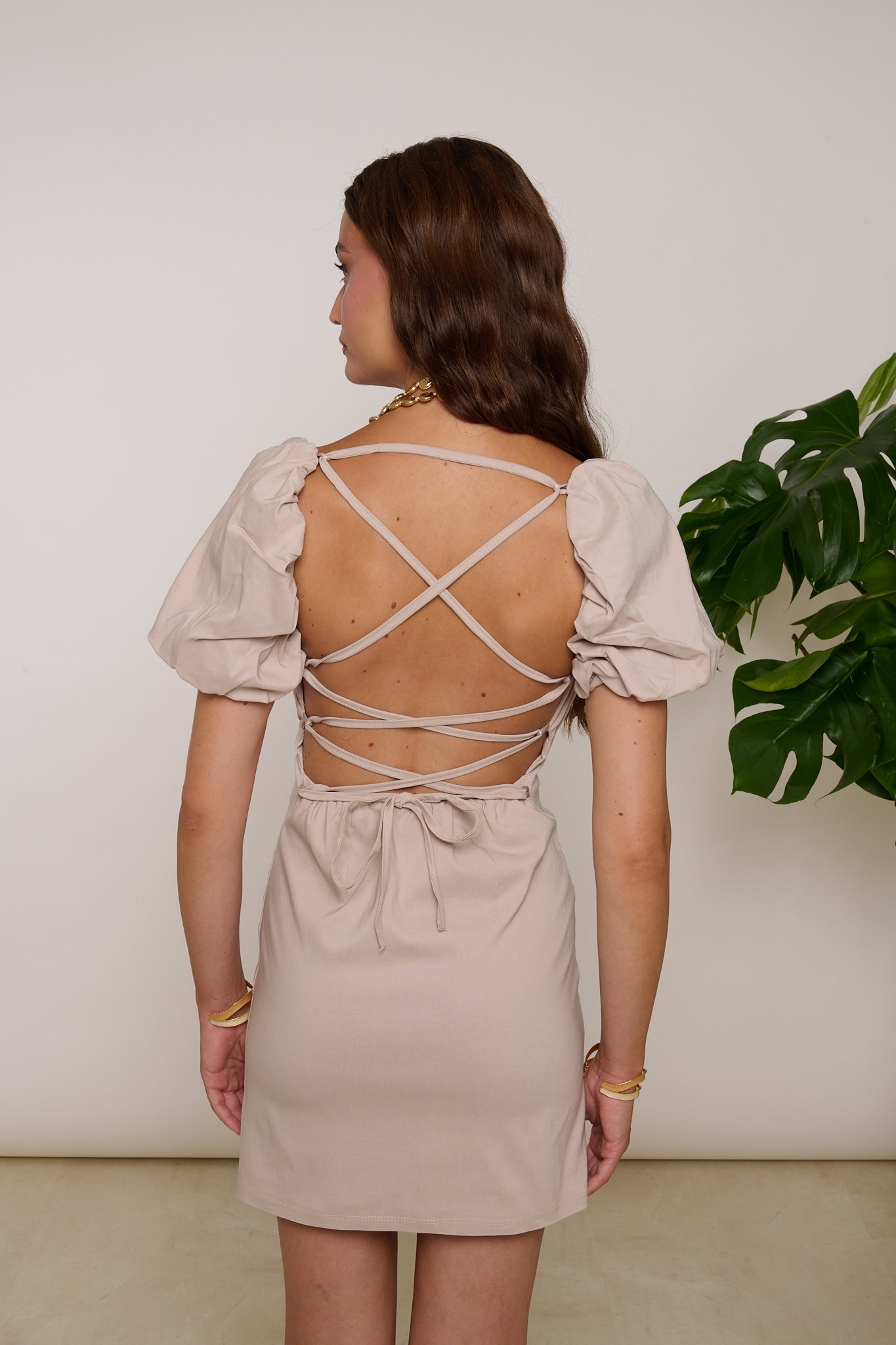 Abito ‘3&33’ Manica a Sbuffo Beige