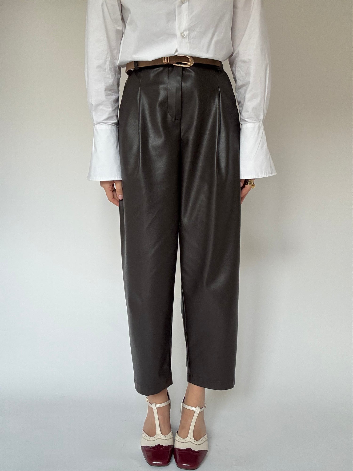 Pantalone ecopelle ‘3&33’ Cacao