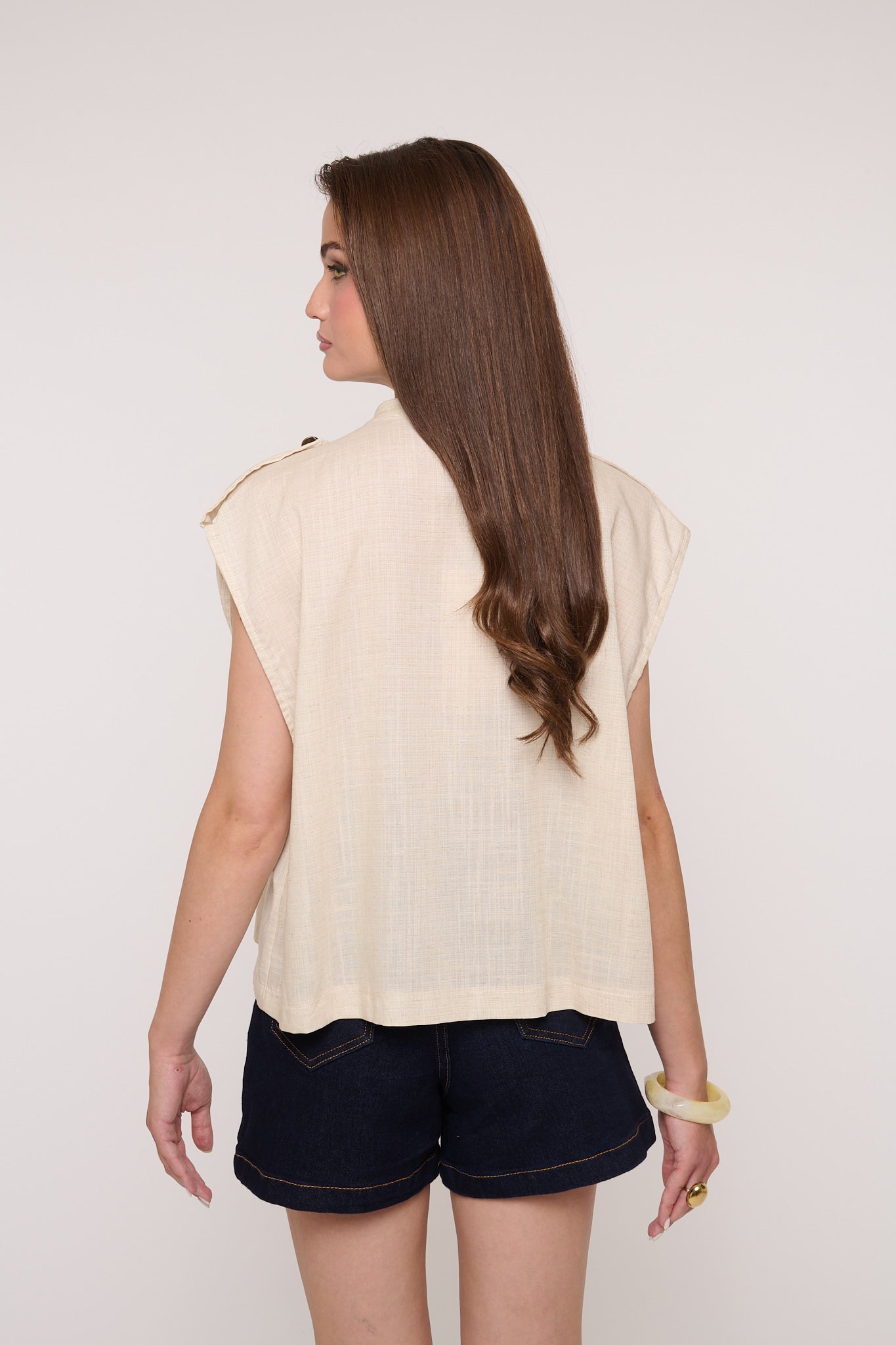 Gilet ‘13% LINO’ Alamari Beige