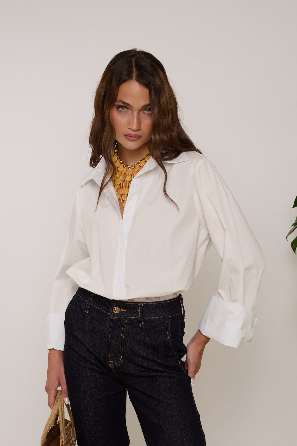 Camicia ‘100% COTONE’ Manica Larga Bianca