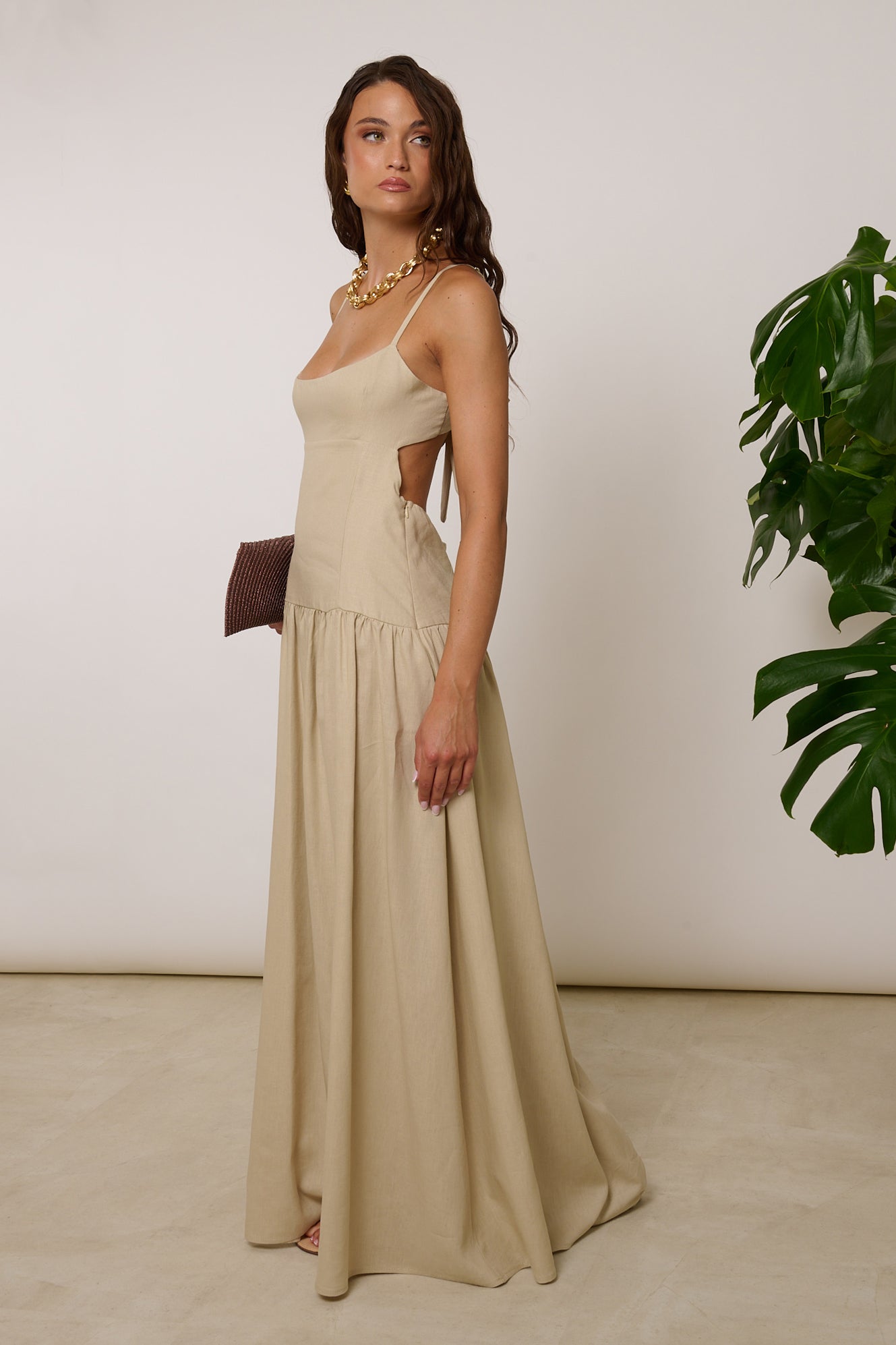 Abito ‘55% LINO’ Beige