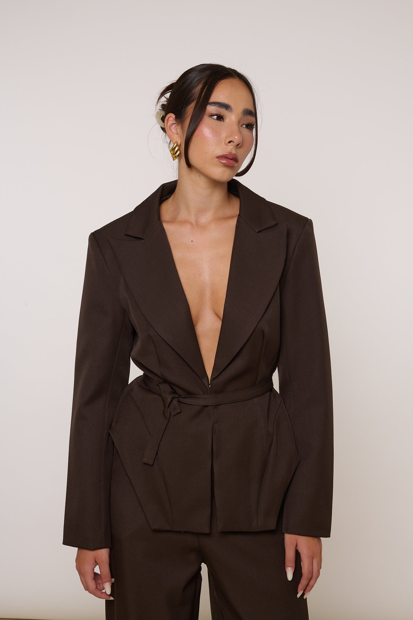 Blazer ‘CINTURINO E GANCETTI’ Cacao