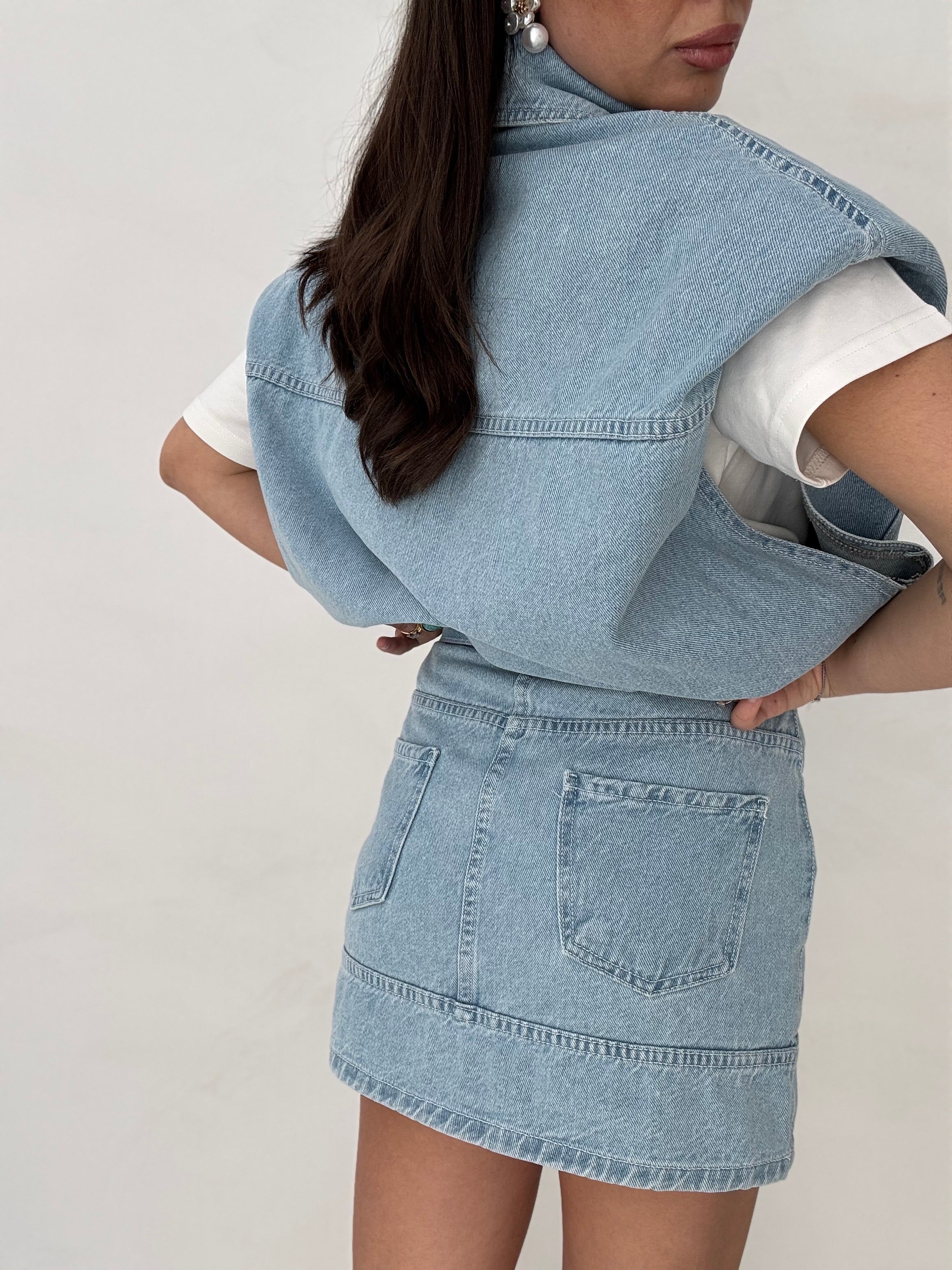 Coordinato ‘ON THE ROAD’ 100%COTONE Denim Chiaro
