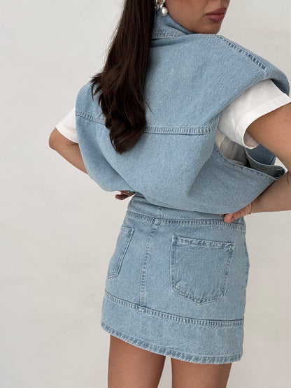Coordinato ‘ON THE ROAD’ 100%COTONE Denim Chiaro