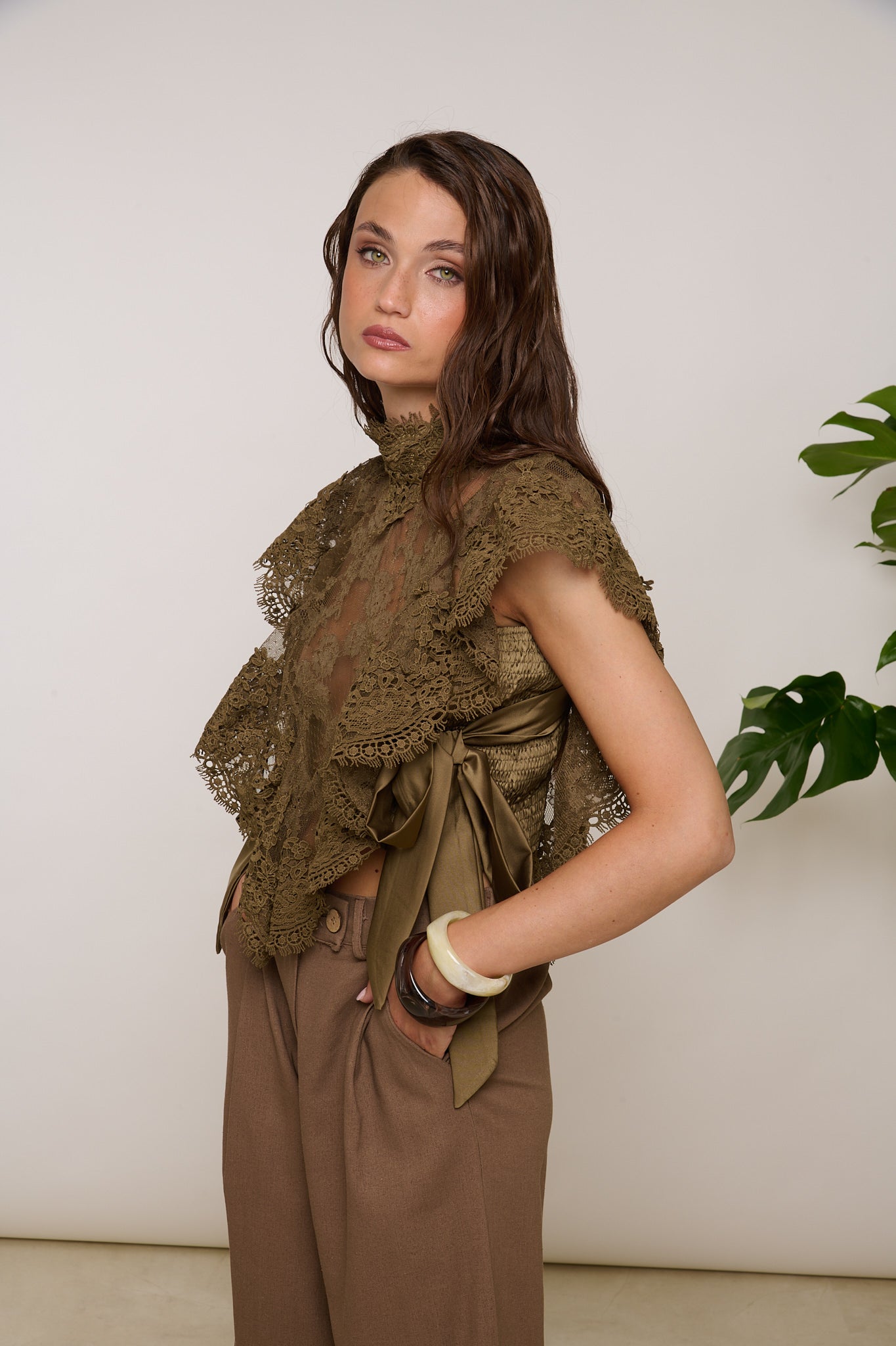 Blusa ‘CROP’ in Pizzo Verde