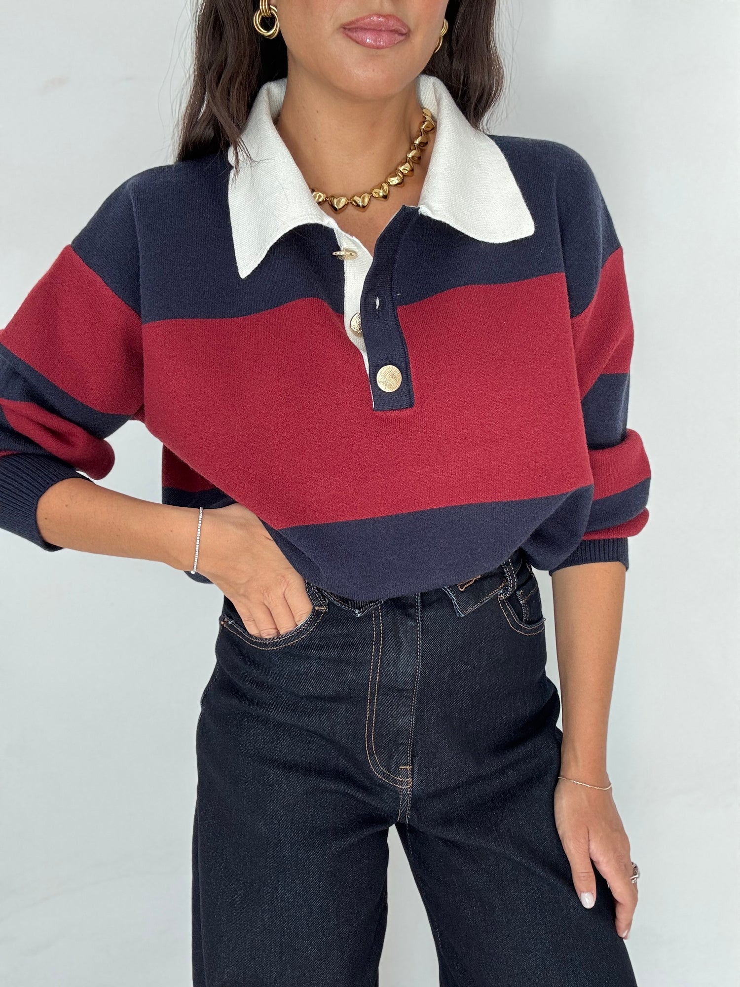 Maglia/Polo ‘BOTTONI ORO’ Rosso e Blu