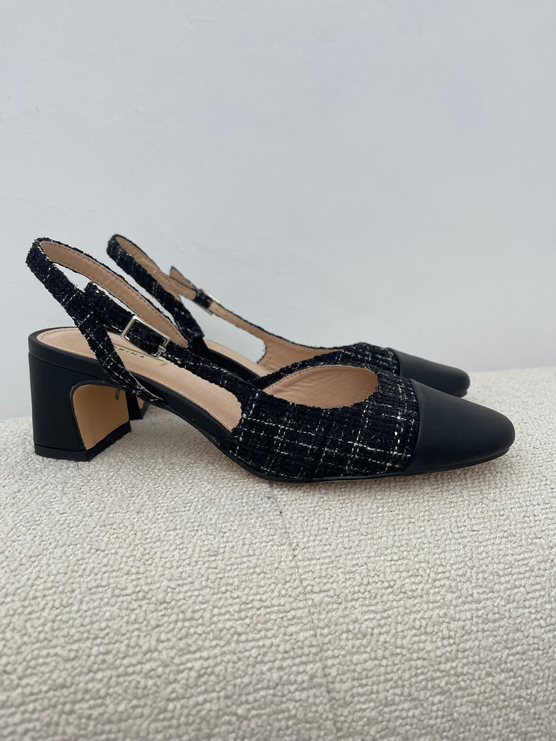 Scarpe ‘GIULIA’ in tweed Nero