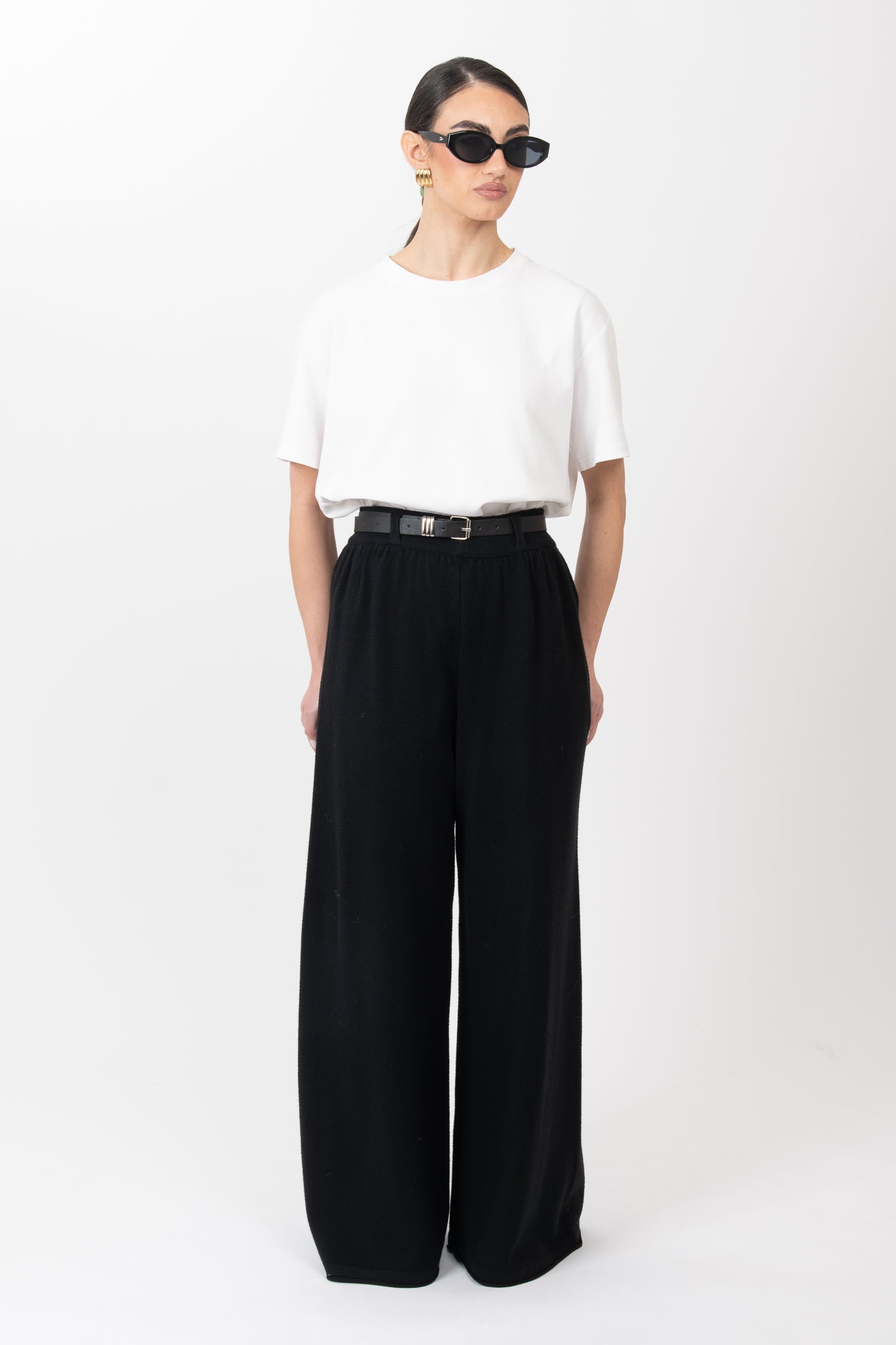 Pantalone ‘LANA RASATA’ con cintura Nero