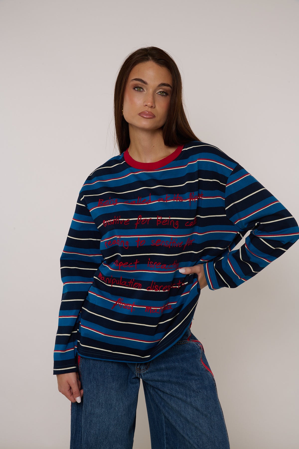 Maglia ‘100% COTONE’ Righe Blu e Azzurre