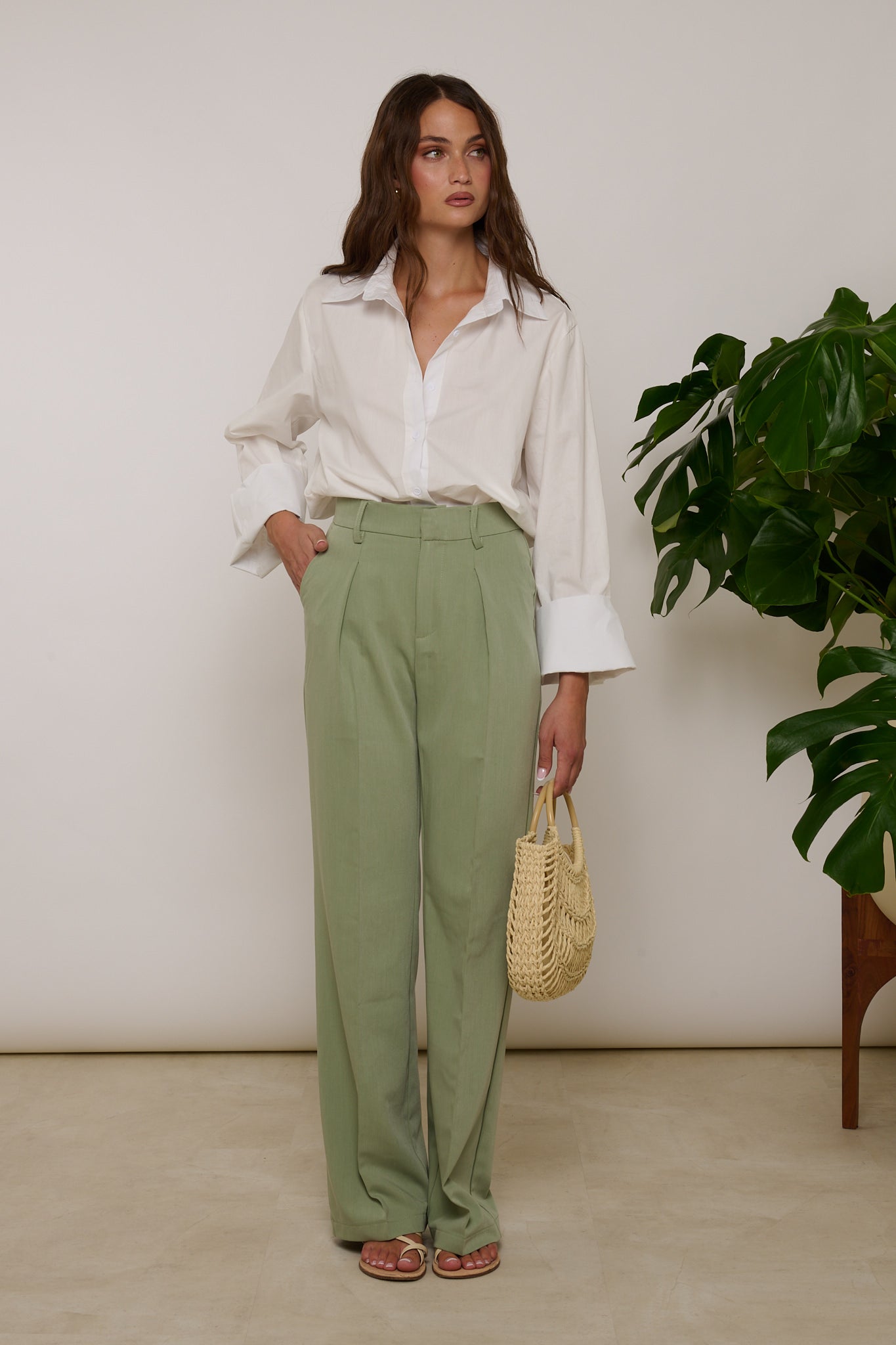 Pantalone con pence Verde Menta