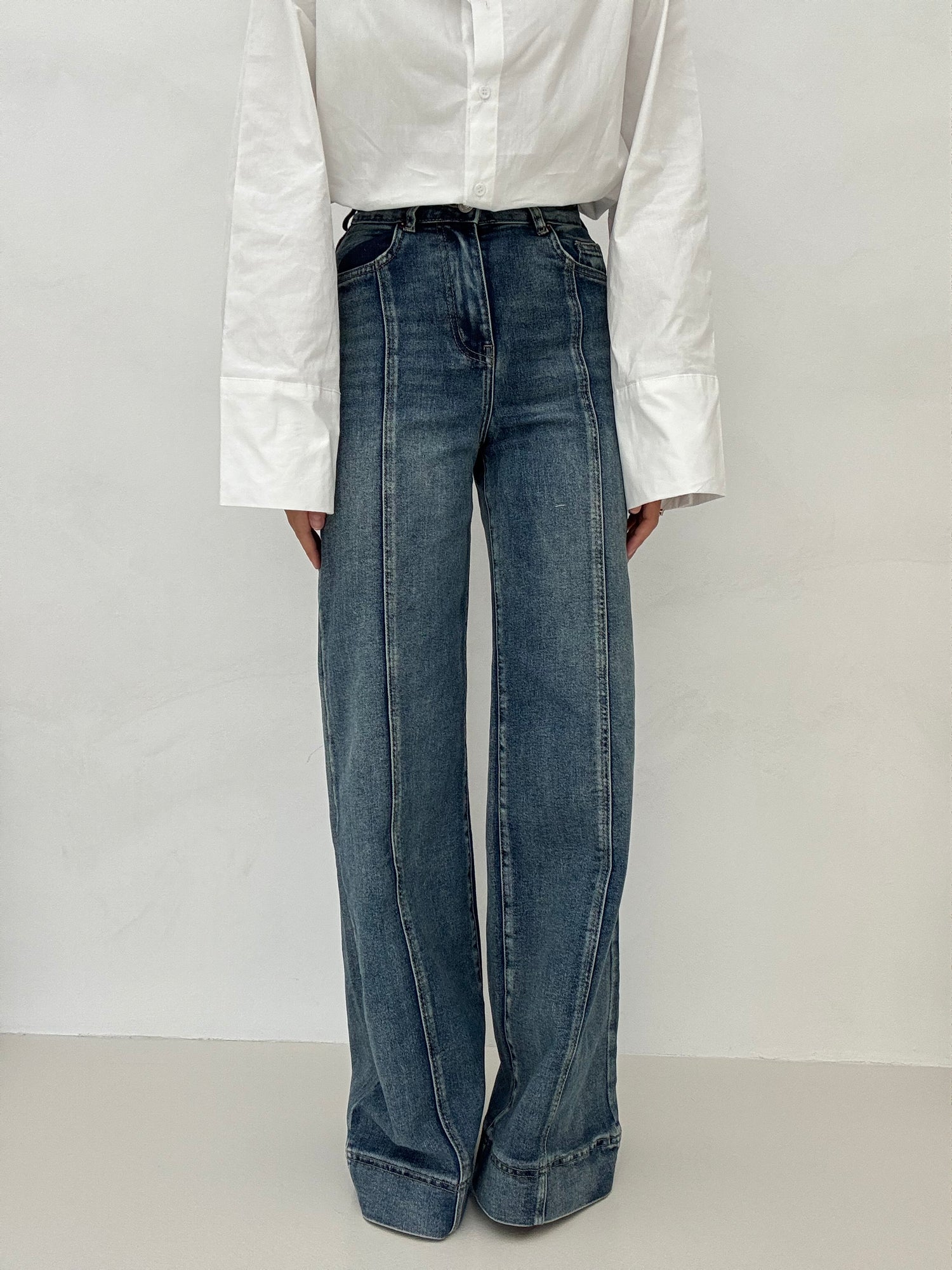 Jeans palazzo ‘MISS’ Denim Chiaro Slavato