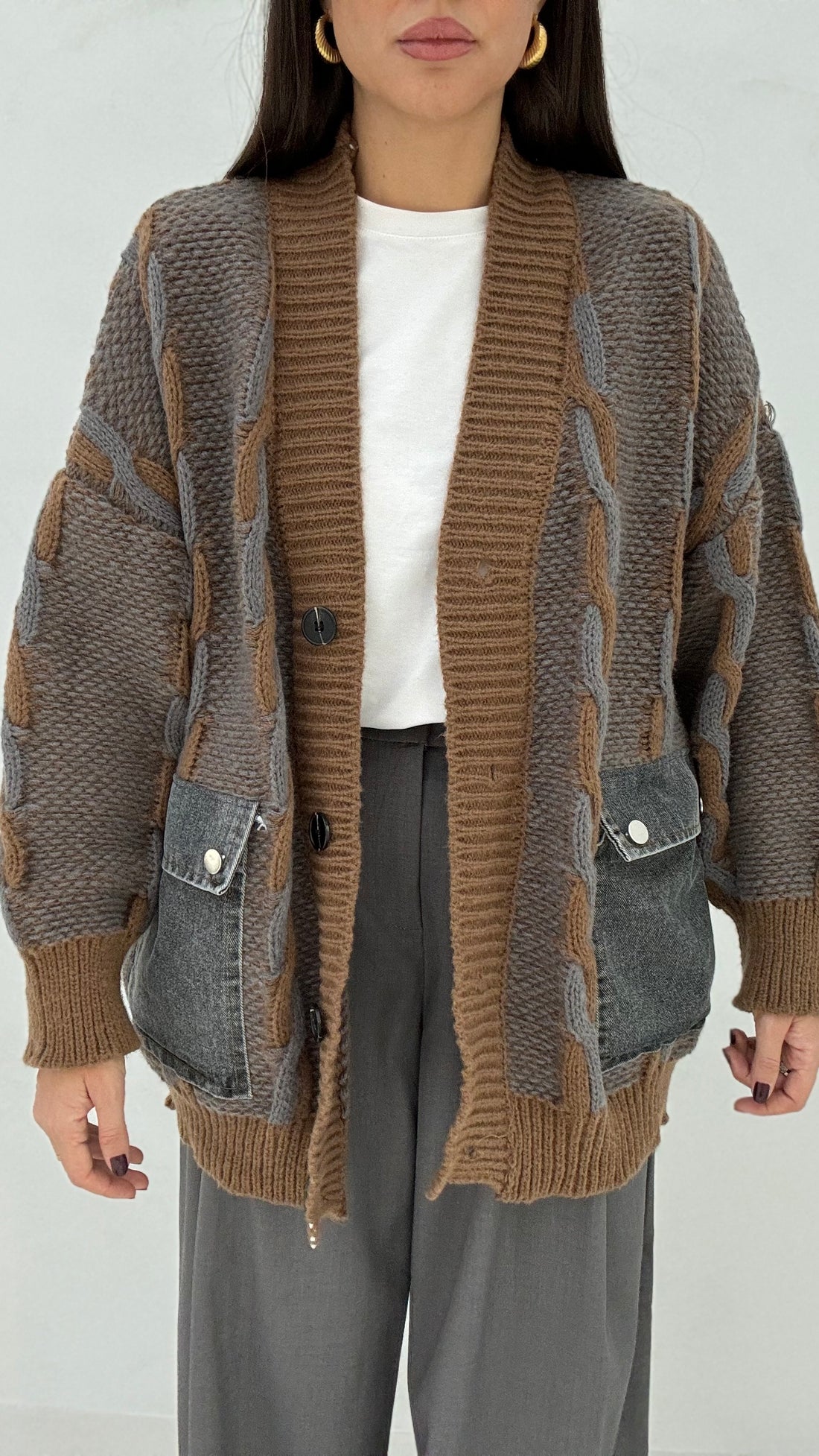 Cardigan ‘TRECCE E TASCONI’ Cacao