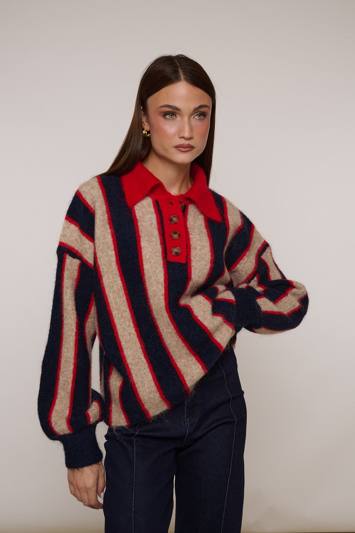 Maglione/Polo ‘18% LANA’ Righe Rosso