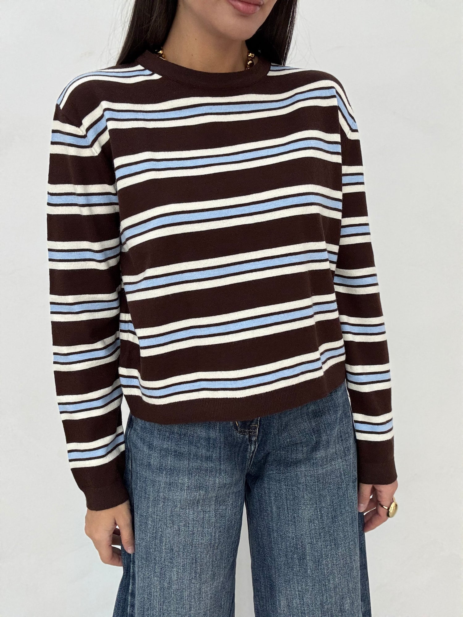 Maglione ‘A RIGHE’ Cacao e Azzurra