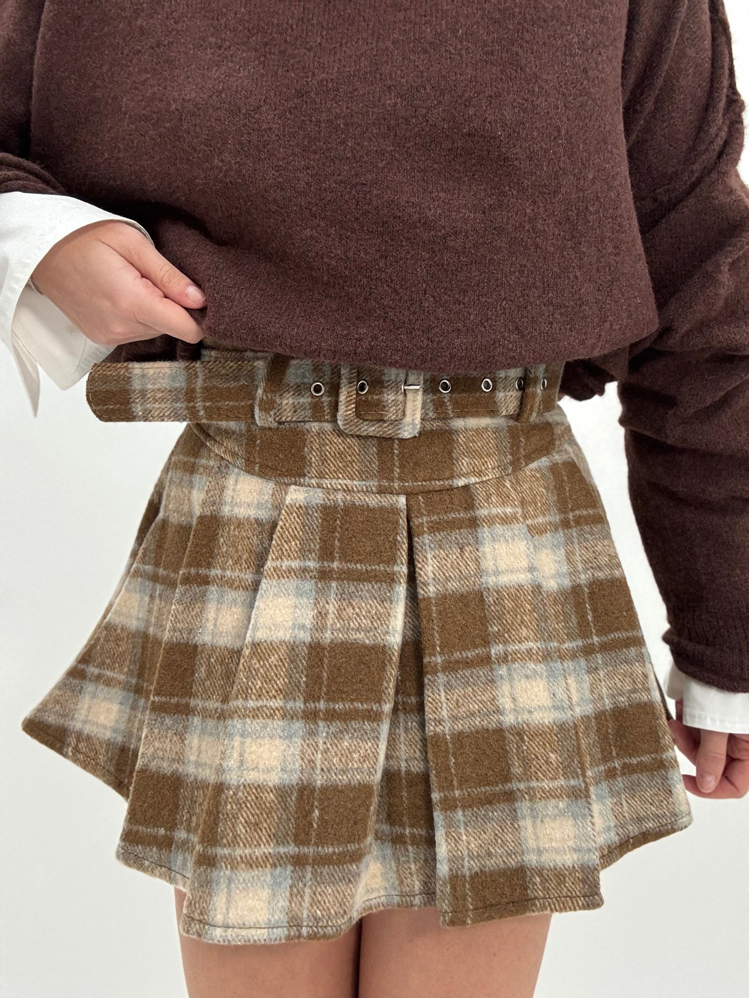 Gonna/Pantaloncino ‘ IN FLANELLA’ beige e azzurra