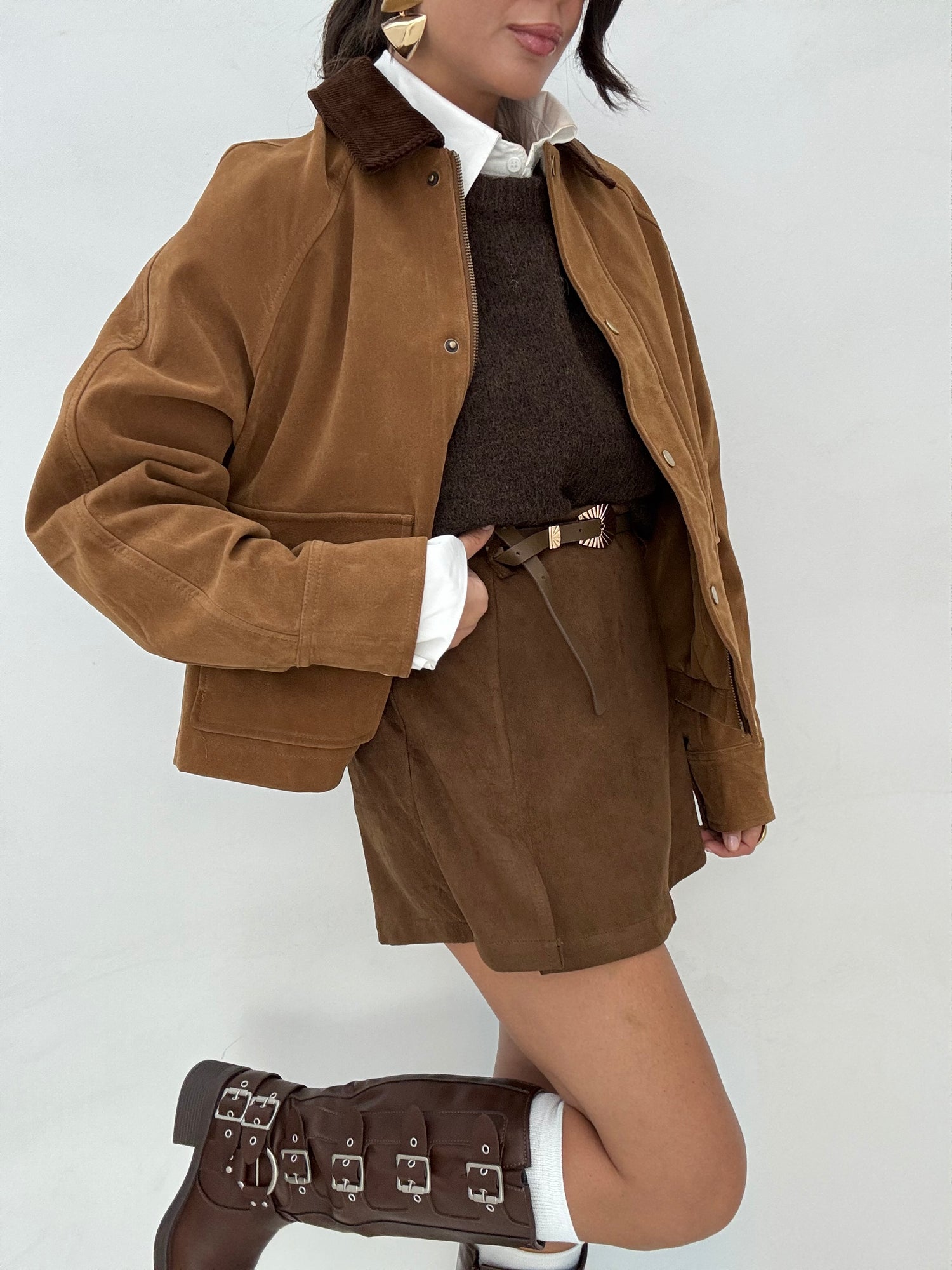 Gonna/Pantaloncino ‘IN SUEDE ’ con cintura Cacao