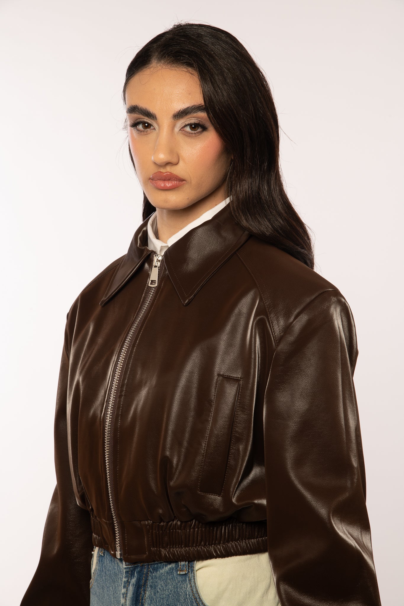 Bomber Crop ‘ECOPELLE’Cacao