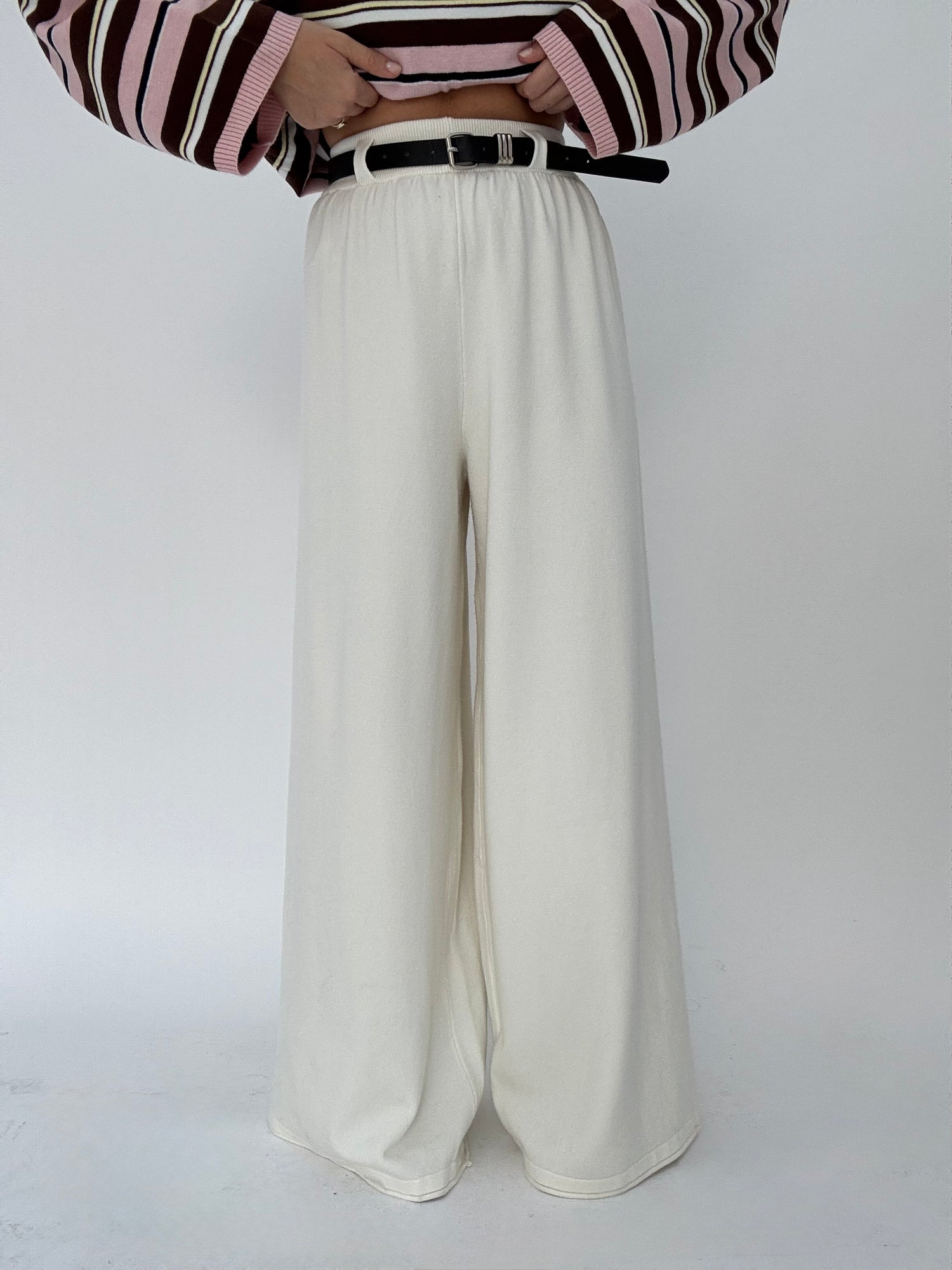 Pantalone ‘LANA RASATA’ con cintura Panna