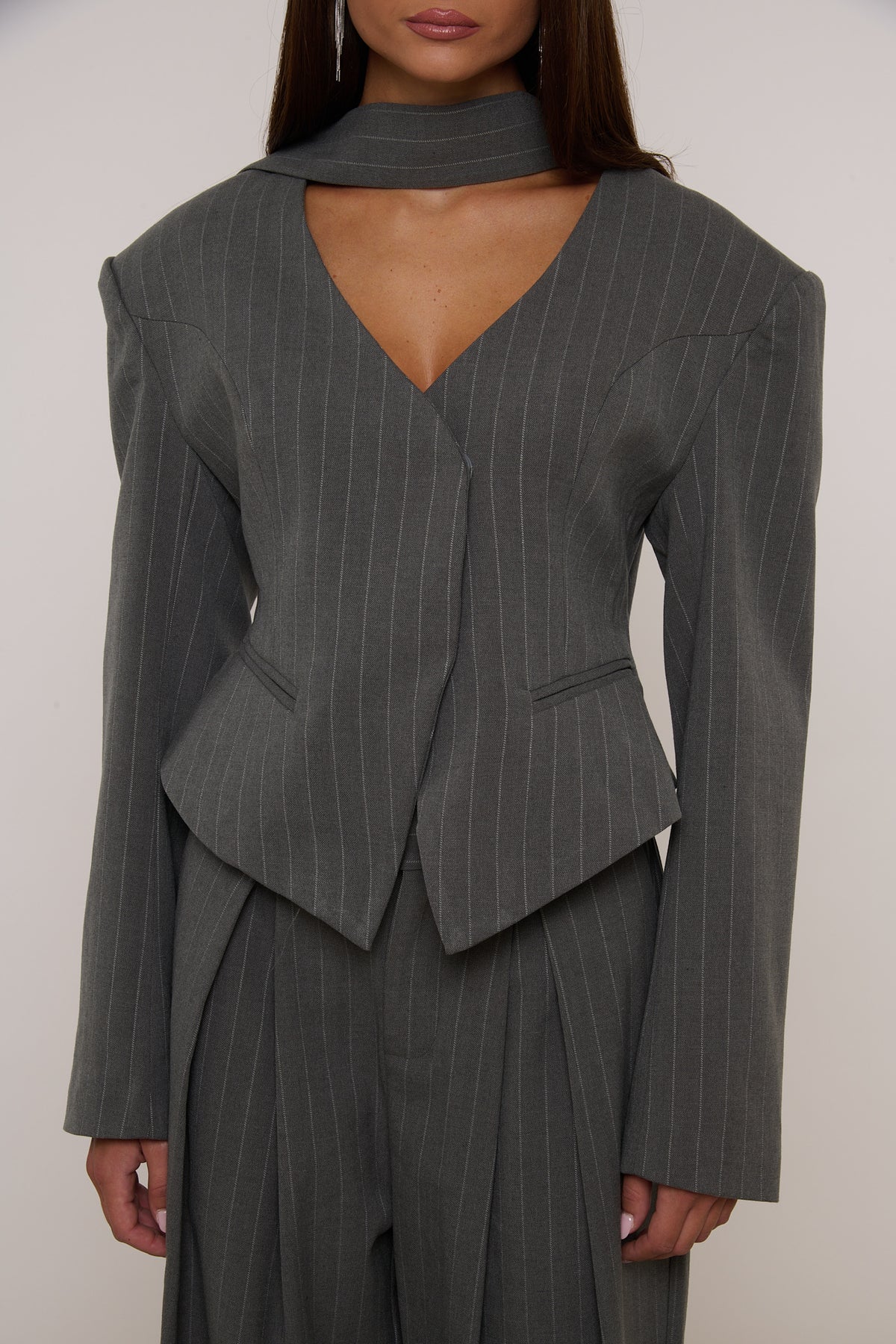 Blazer ‘CINTURA BY LUMINA’ Righe Grigio