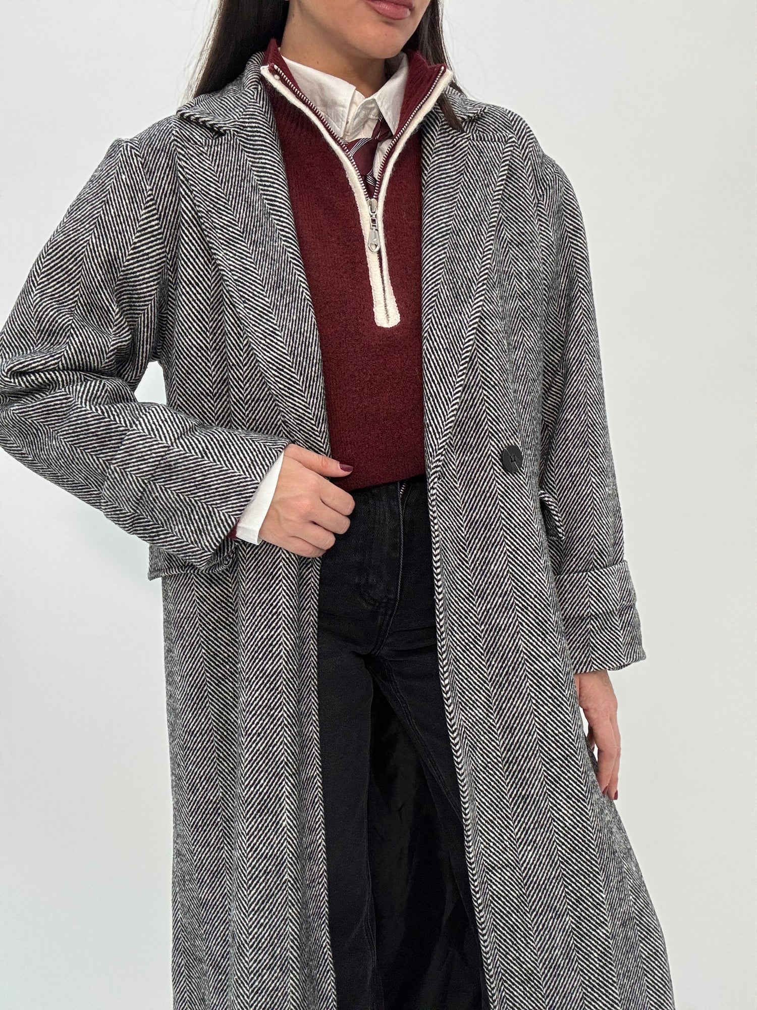 Cappotto ‘MELANY SPIGATO’ 2% LANA Nero