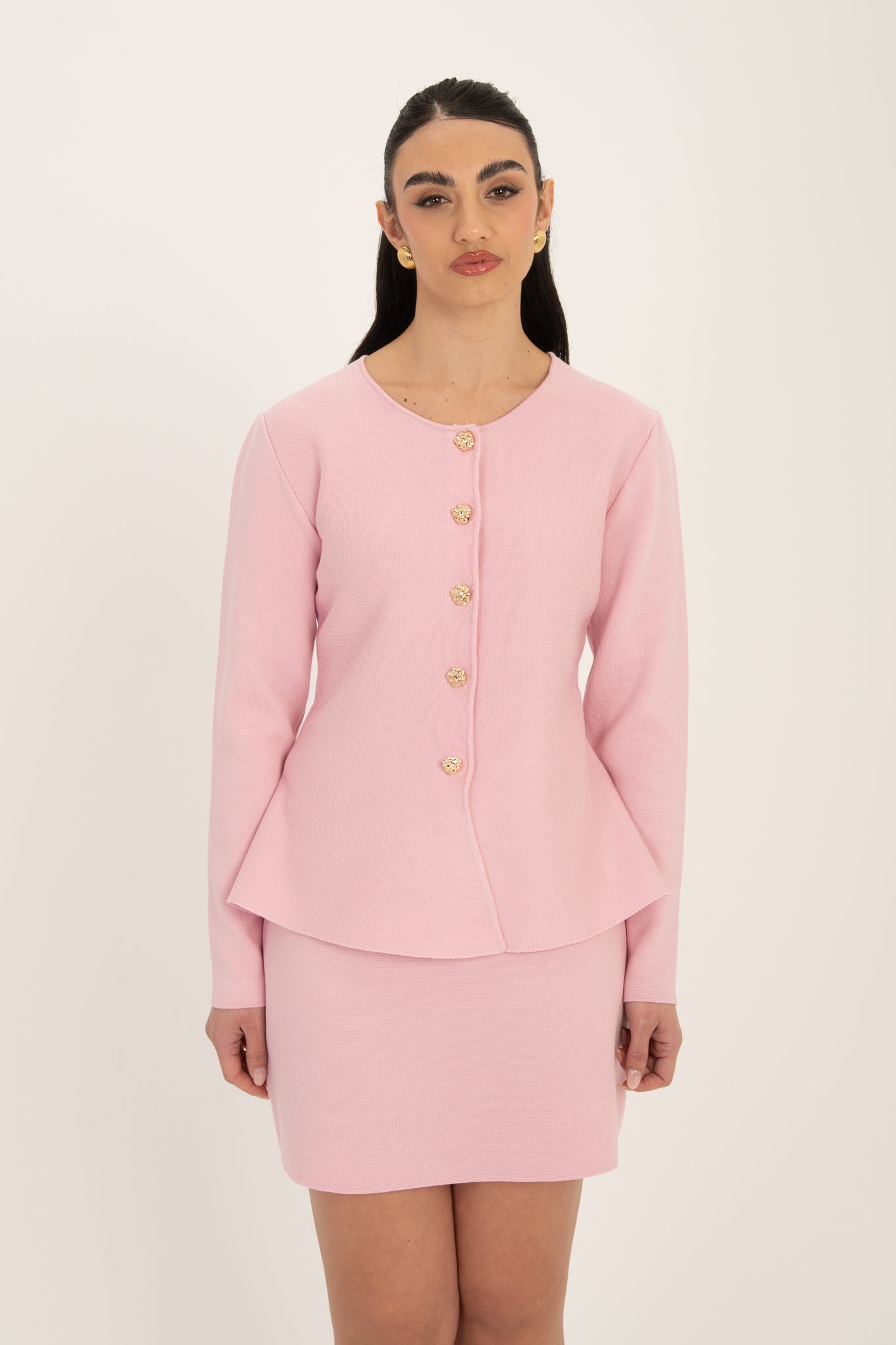 Coordinato ‘LANA RASATA’ bottoni oro Rosa