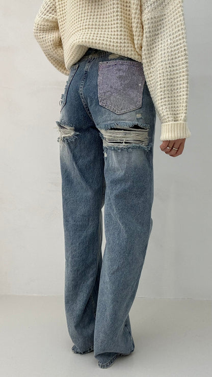 Jeans ‘TASCA CON STRASS’ Denim chiaro