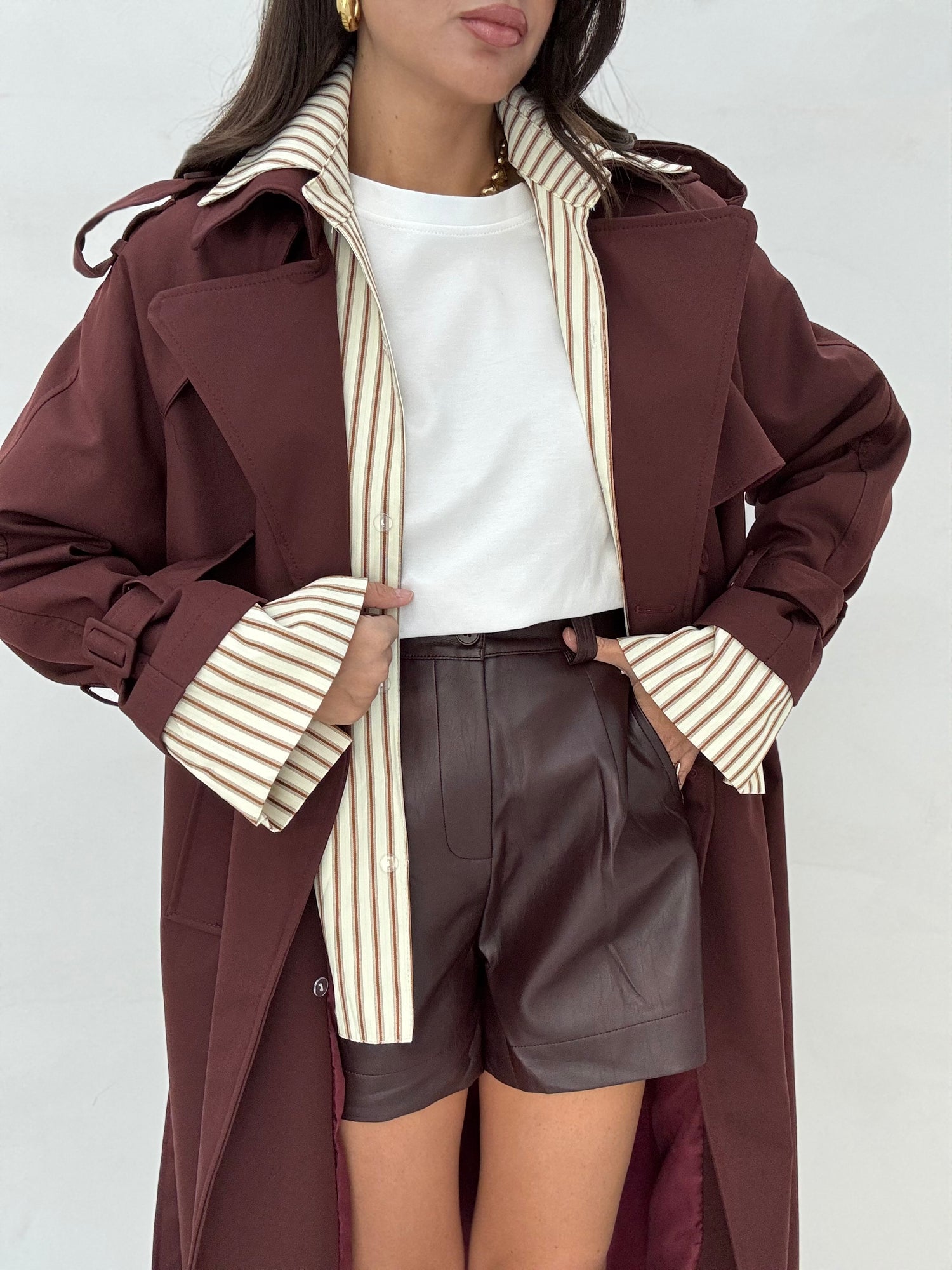 Trench finta camicia ‘99%COTONE’ Bordeaux