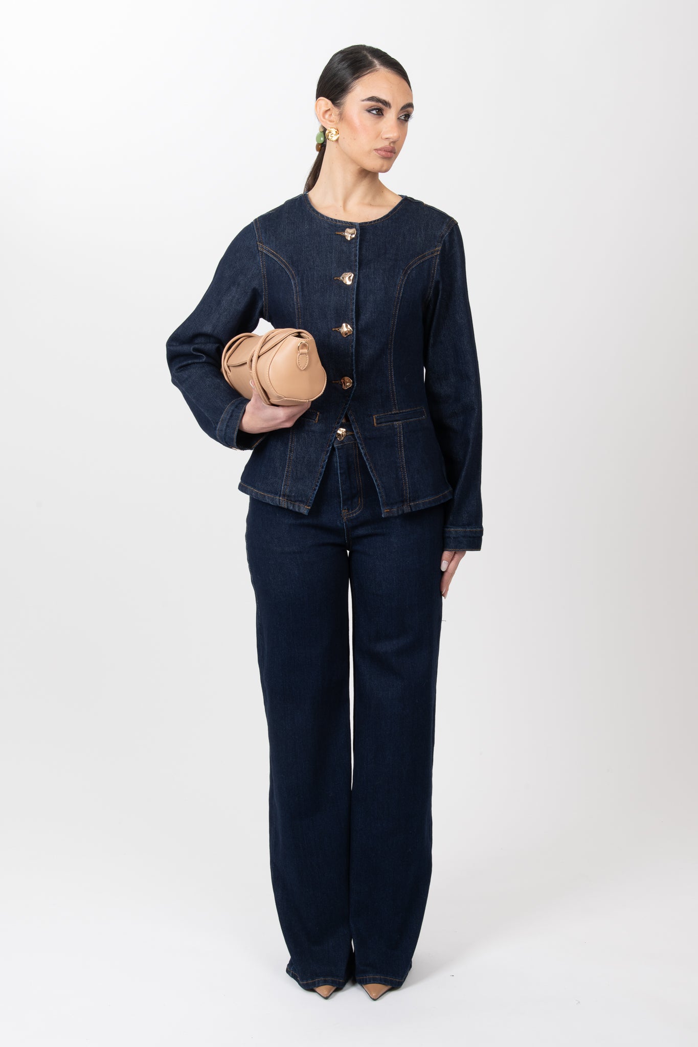 Coordinato ‘BOTTONI ORO’ Denim Scuro