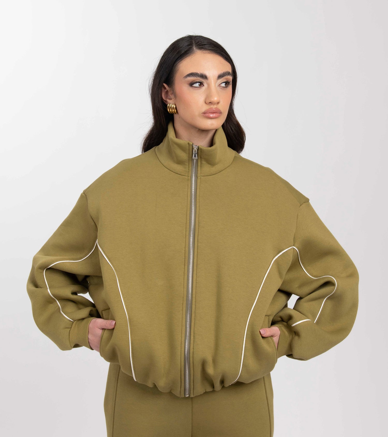 Felpa con zip ‘COLLO ALTO’ BY LUMINA’ Pistacchio