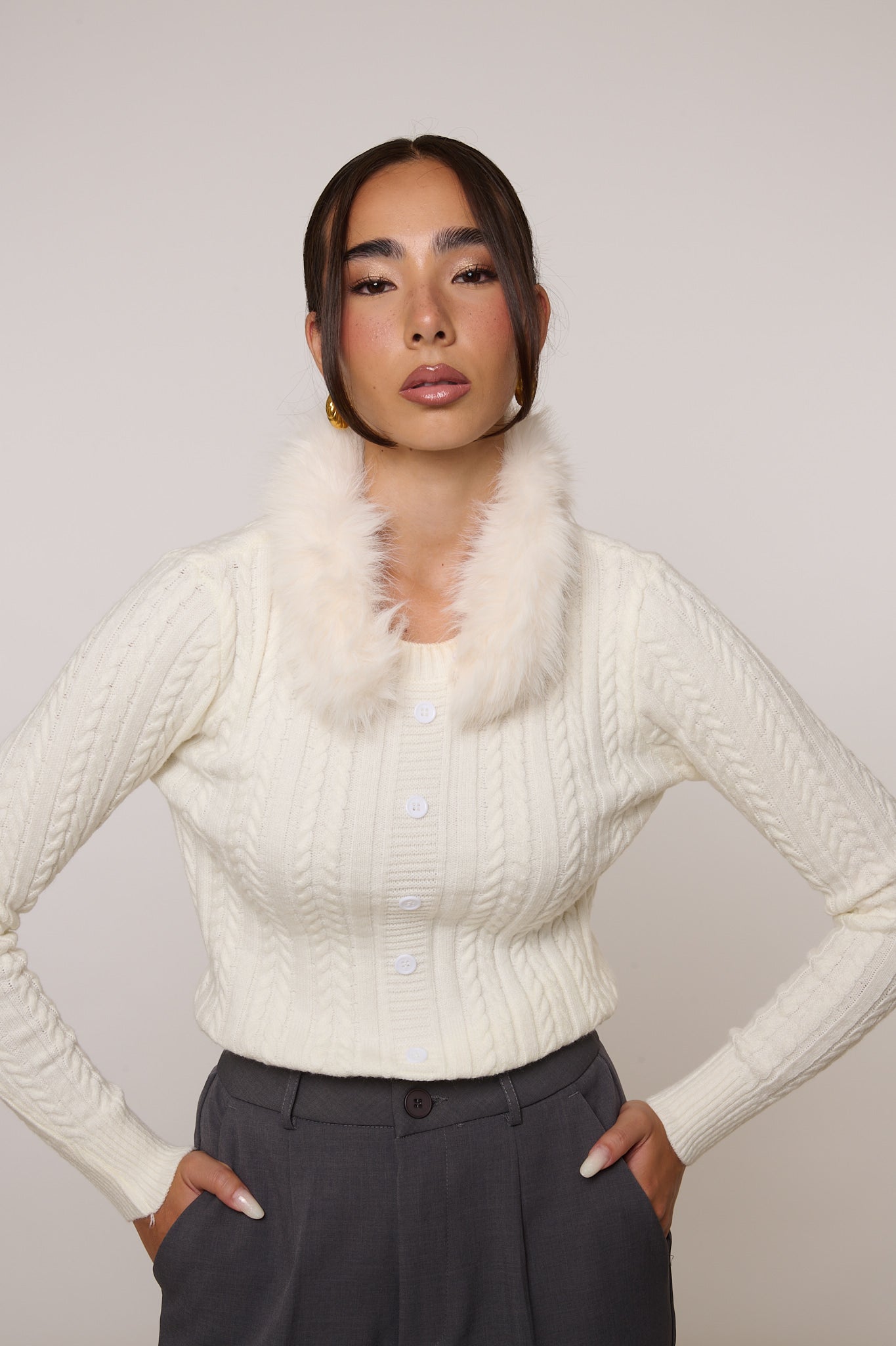 Maglione ‘FINTO CARDIGAN’ Bianco