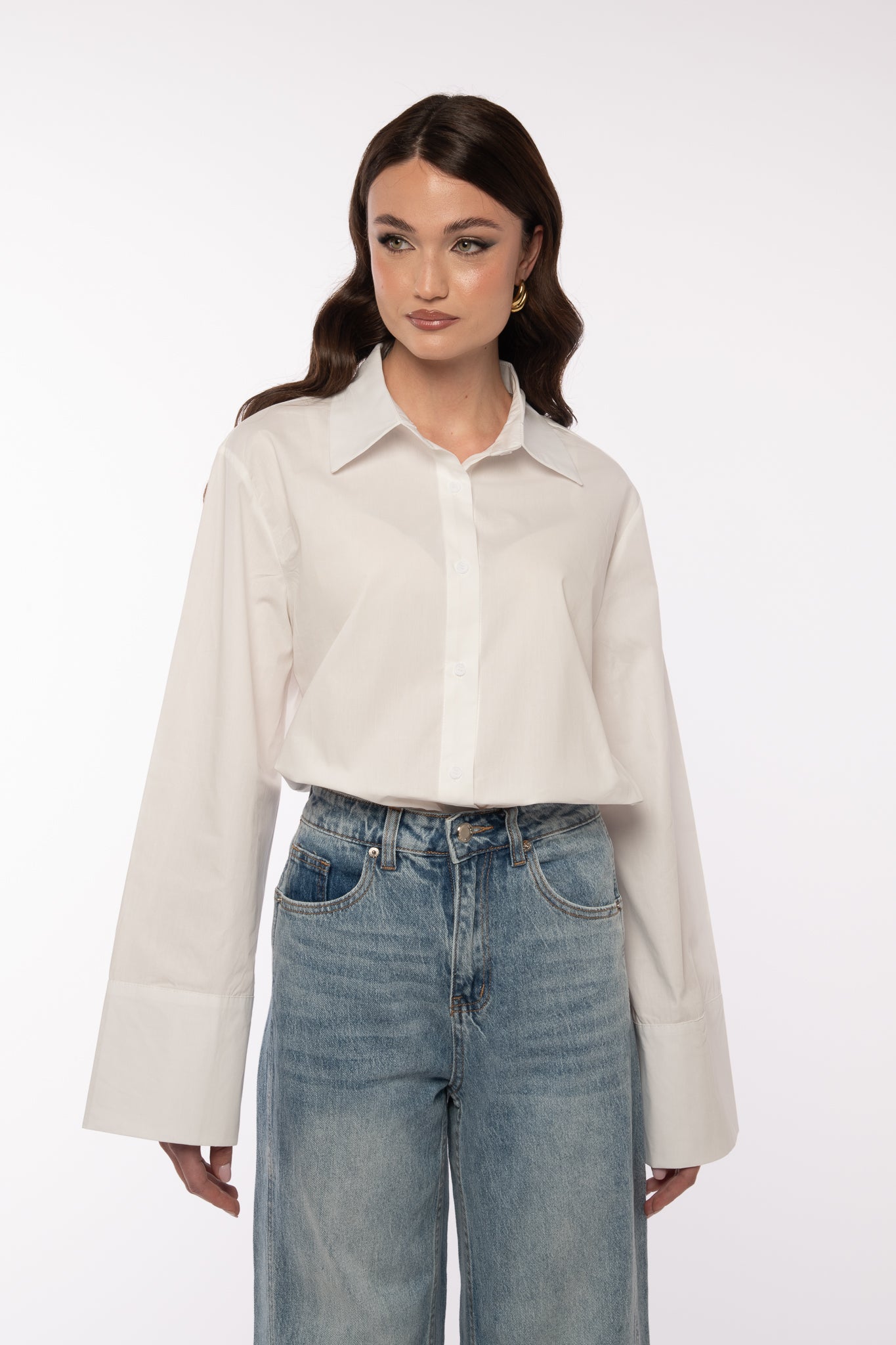 Camicia ‘100% COTONE’ Manica Larga Bianca
