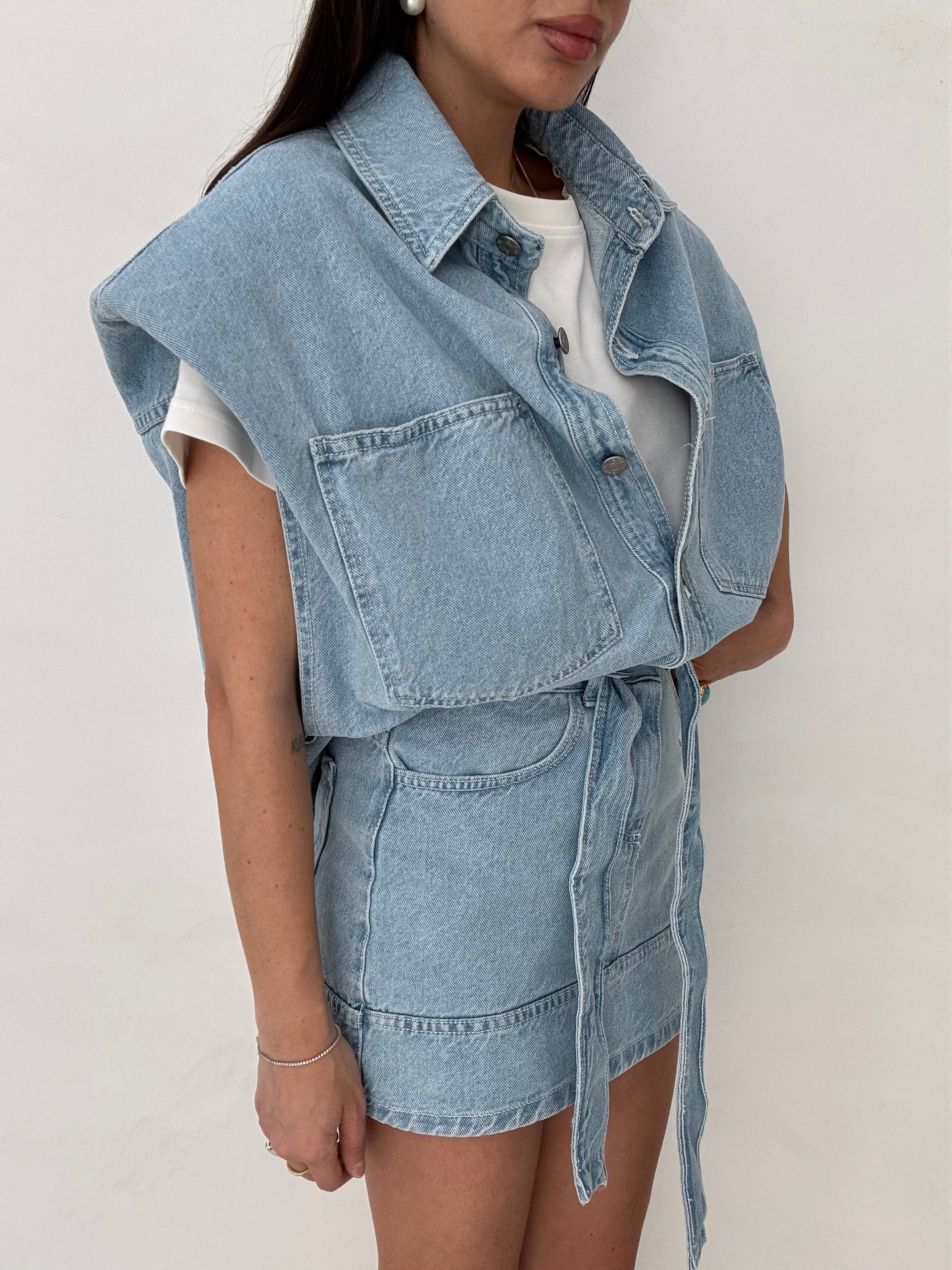 Coordinato ‘ON THE ROAD’ 100%COTONE Denim Chiaro