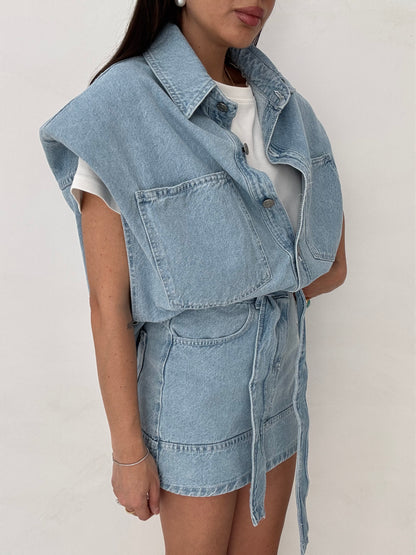 Coordinato ‘ON THE ROAD’ 100%COTONE Denim Chiaro
