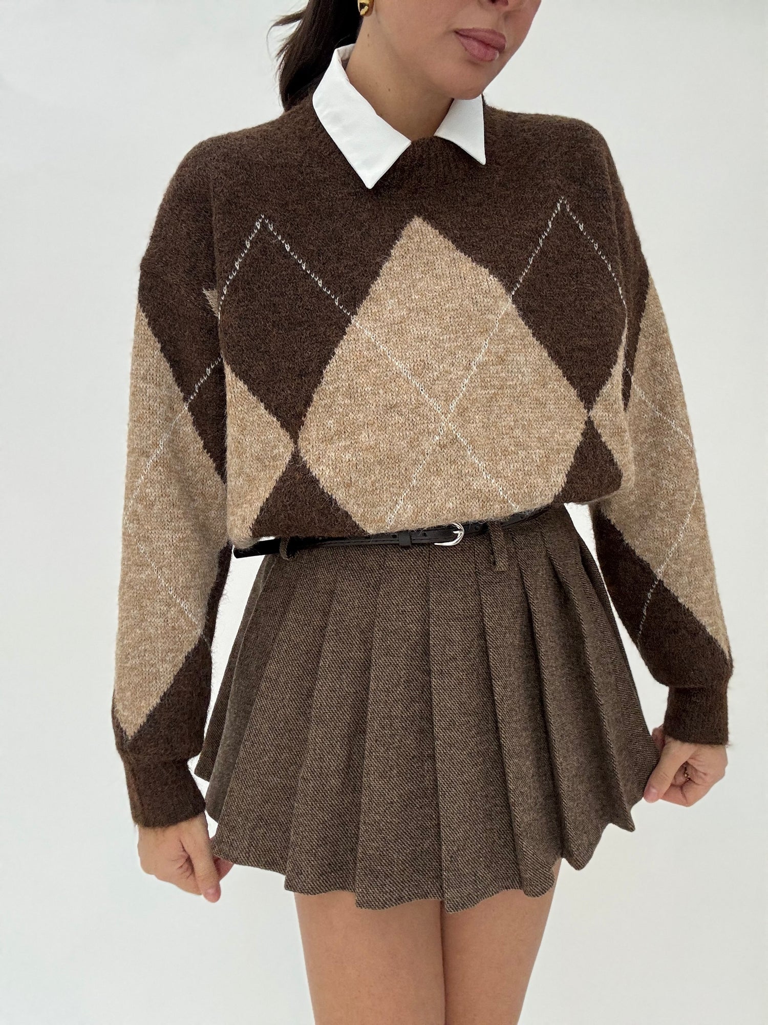 Maglione ‘GIROCOLLO ROMBI’ Base Cacao