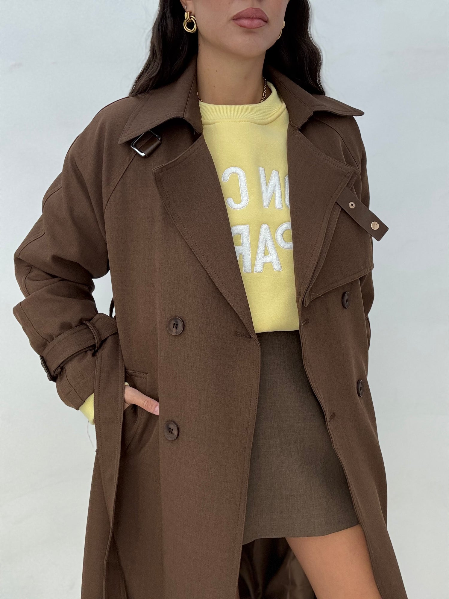 Trench ‘20%COTONE’ dettaglio oro CACAO