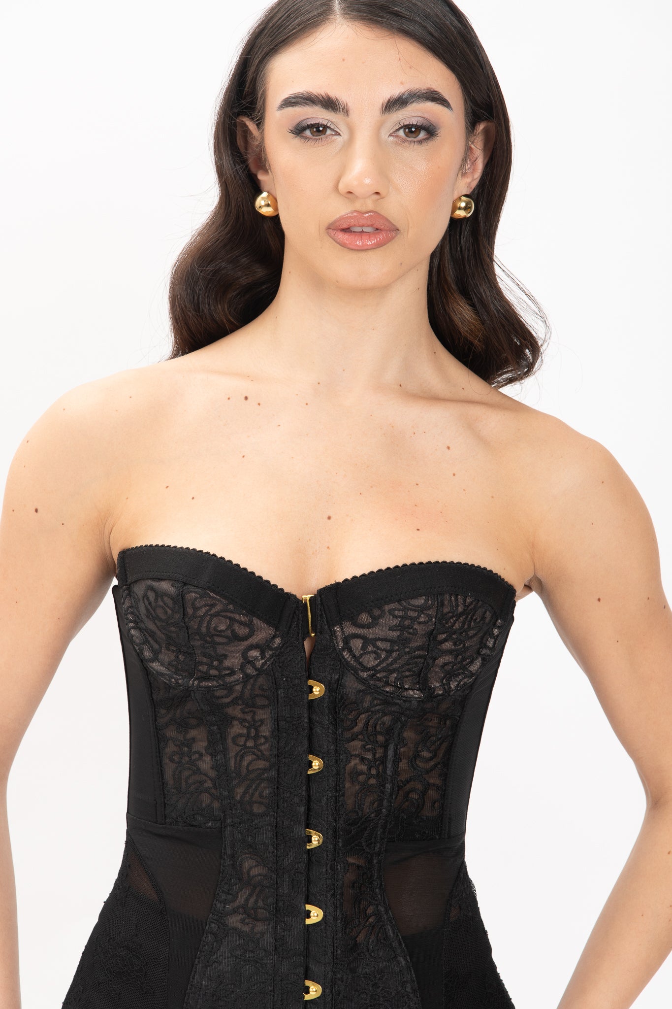 Corpetto ‘IN PIZZO CON STRINGHE’ Nero