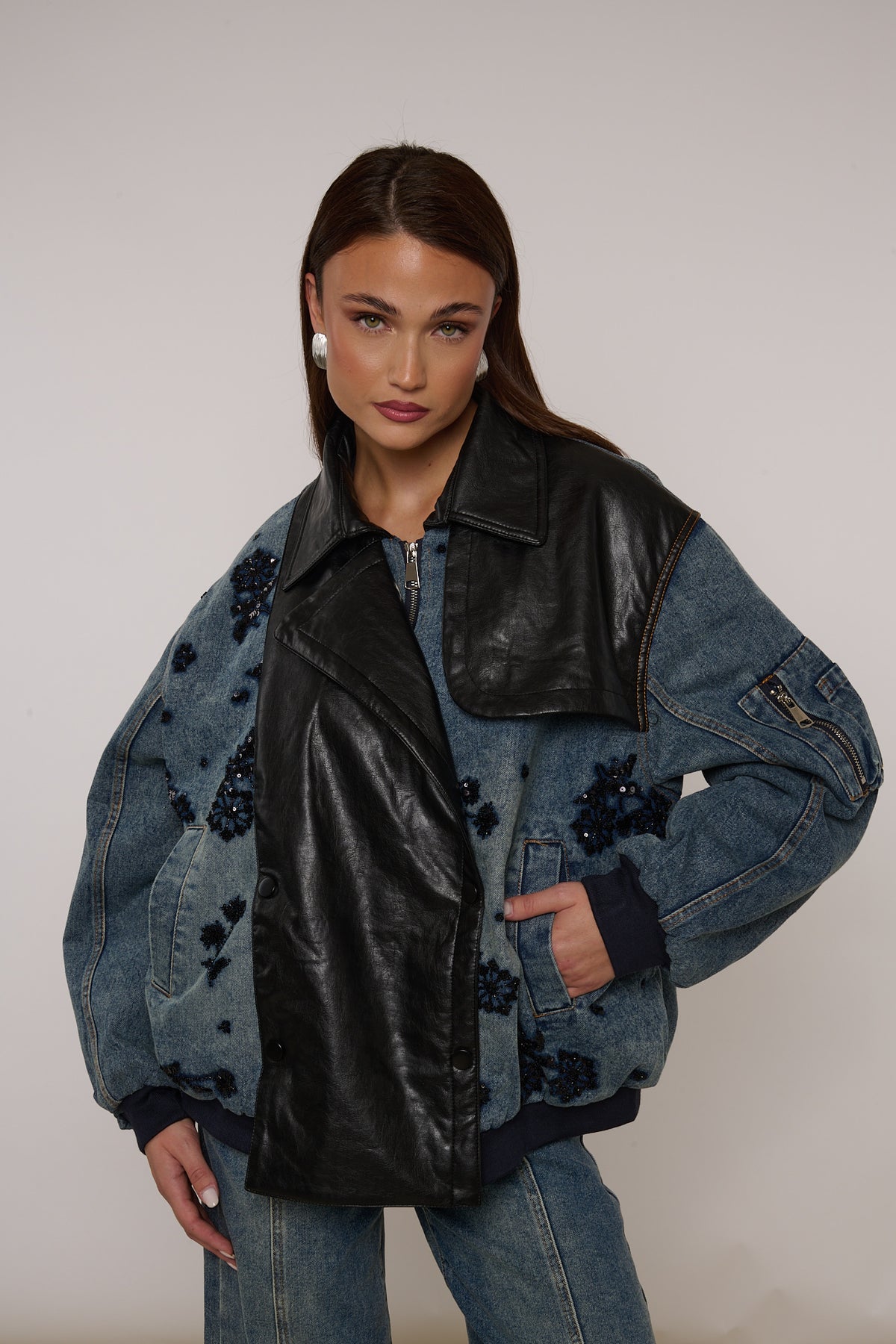 Bomber ‘CON APPLICAZIONI’ Denim