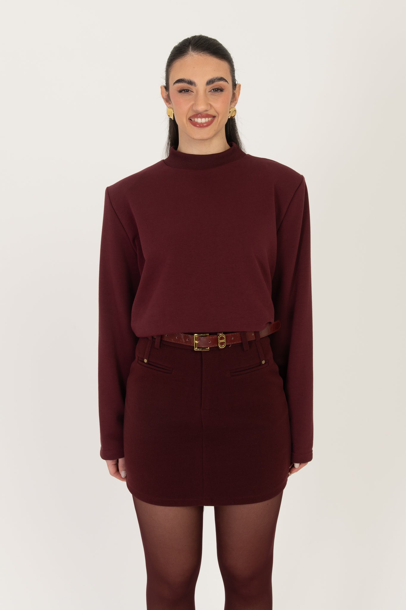 Felpa ‘MEZZO COLLO CON SPALLINE’ Bordeaux