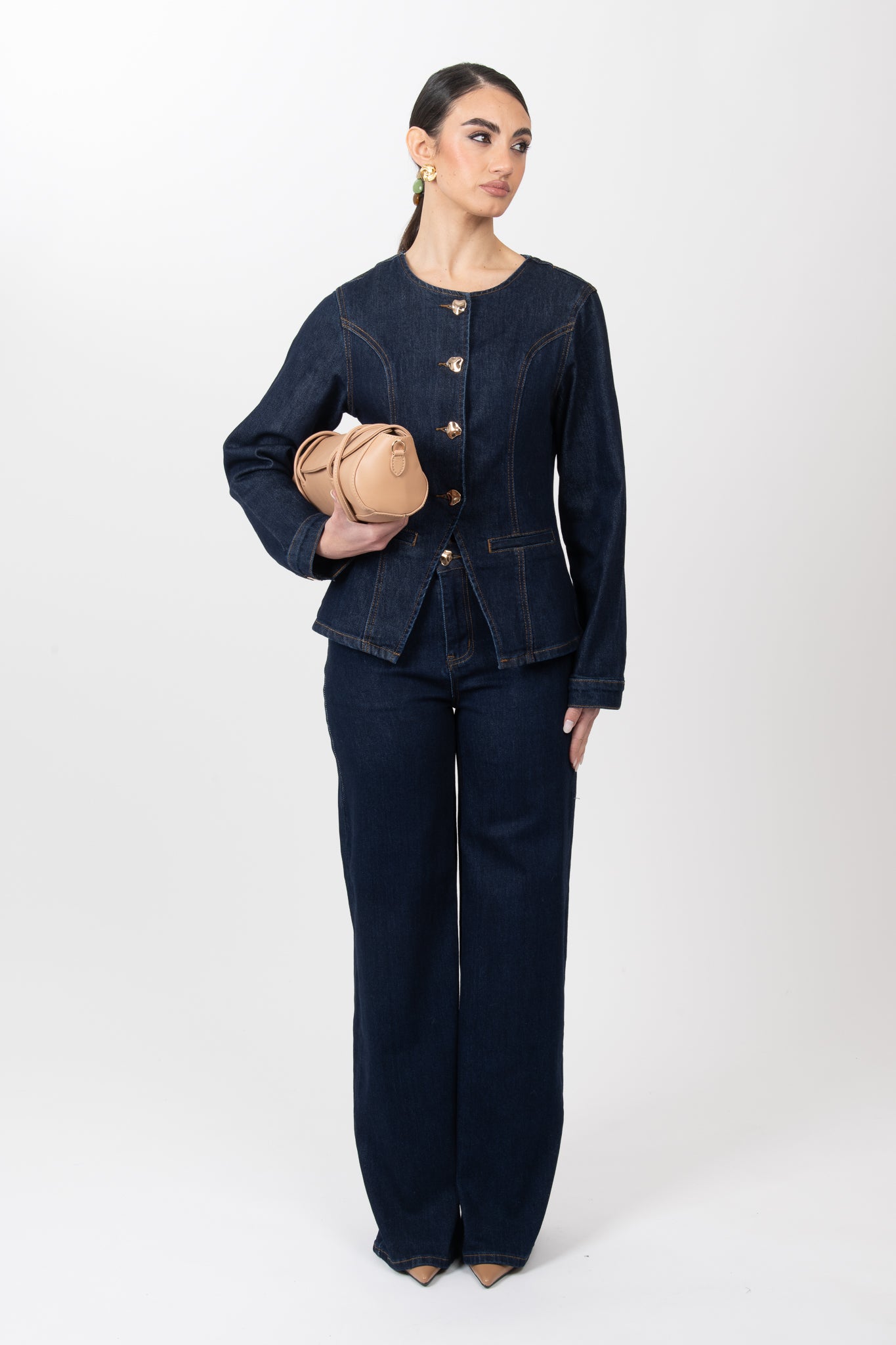 Coordinato ‘BOTTONI ORO’ Denim Scuro